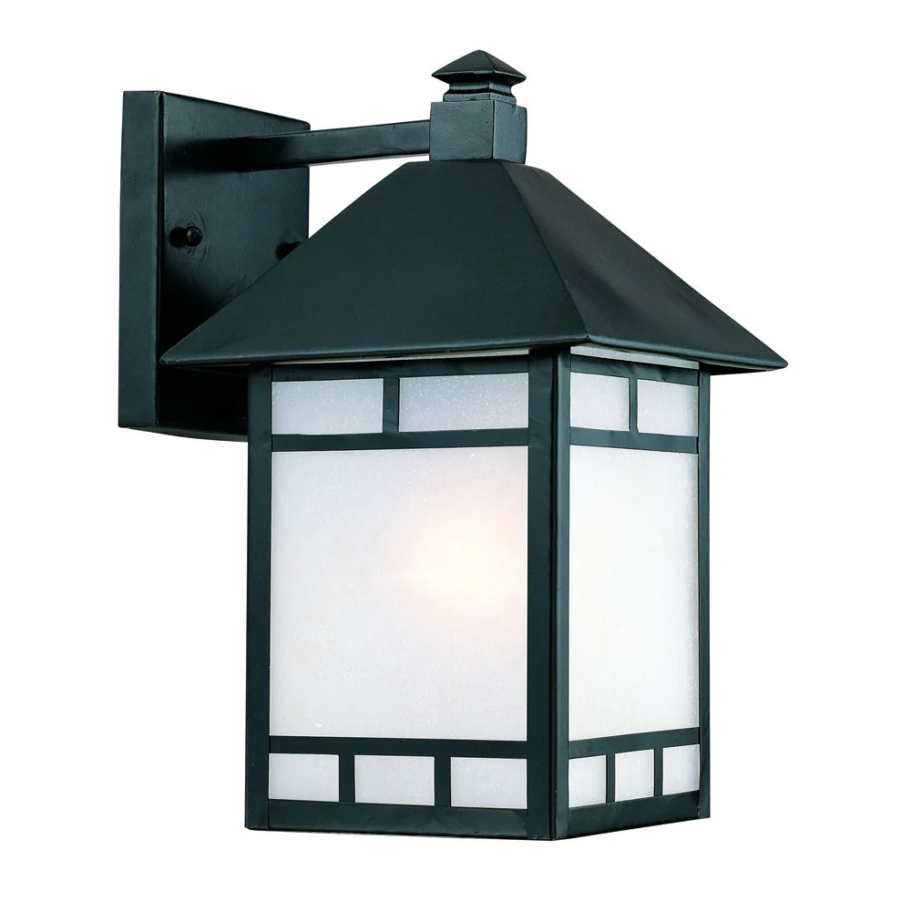 Matte Black Frosted Glass Lantern Wall Light By Homeroots - Image 3