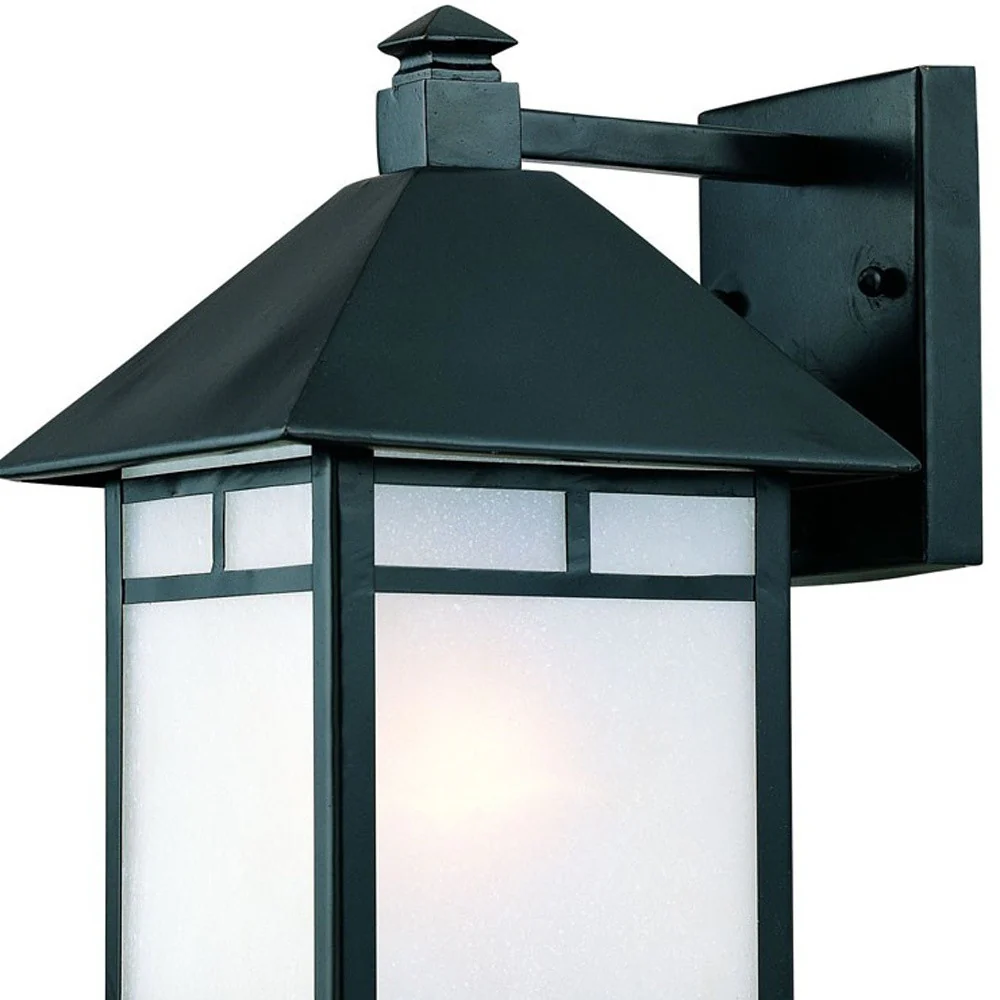 Matte Black Frosted Glass Lantern Wall Light By Homeroots - Image 4