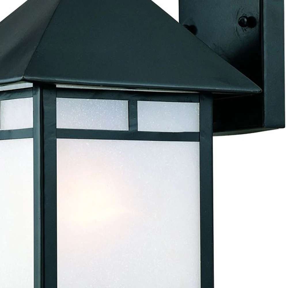 Matte Black Frosted Glass Lantern Wall Light By Homeroots - Image 5