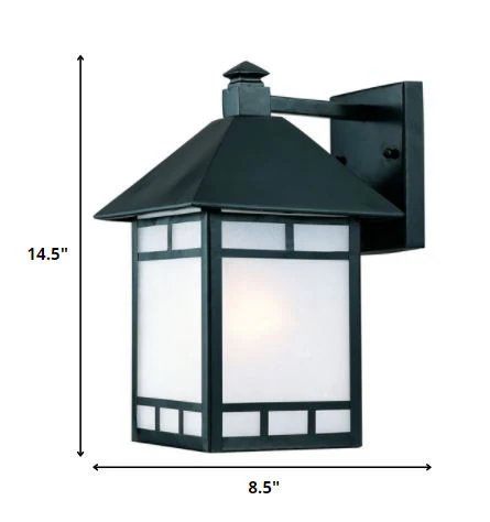 Matte Black Frosted Glass Lantern Wall Light By Homeroots - Image 6