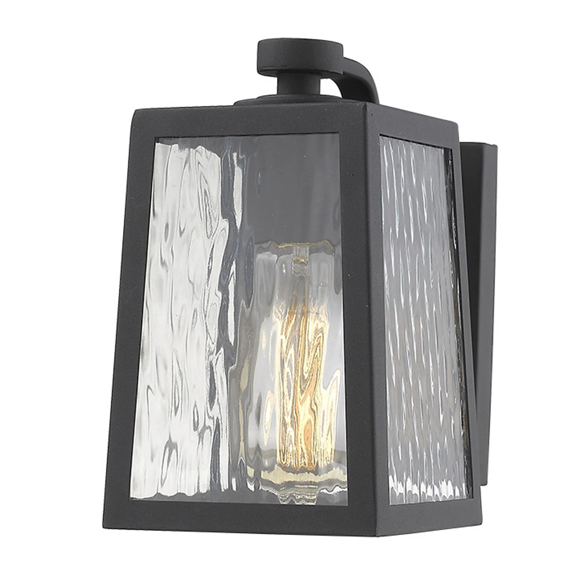 Matte Black glass panels Outdoor Wall Light By Homeroots - Image 2