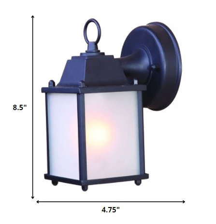 Matte Black Hanging Frosted Glass Lantern Wall Light By Homeroots - Image 2