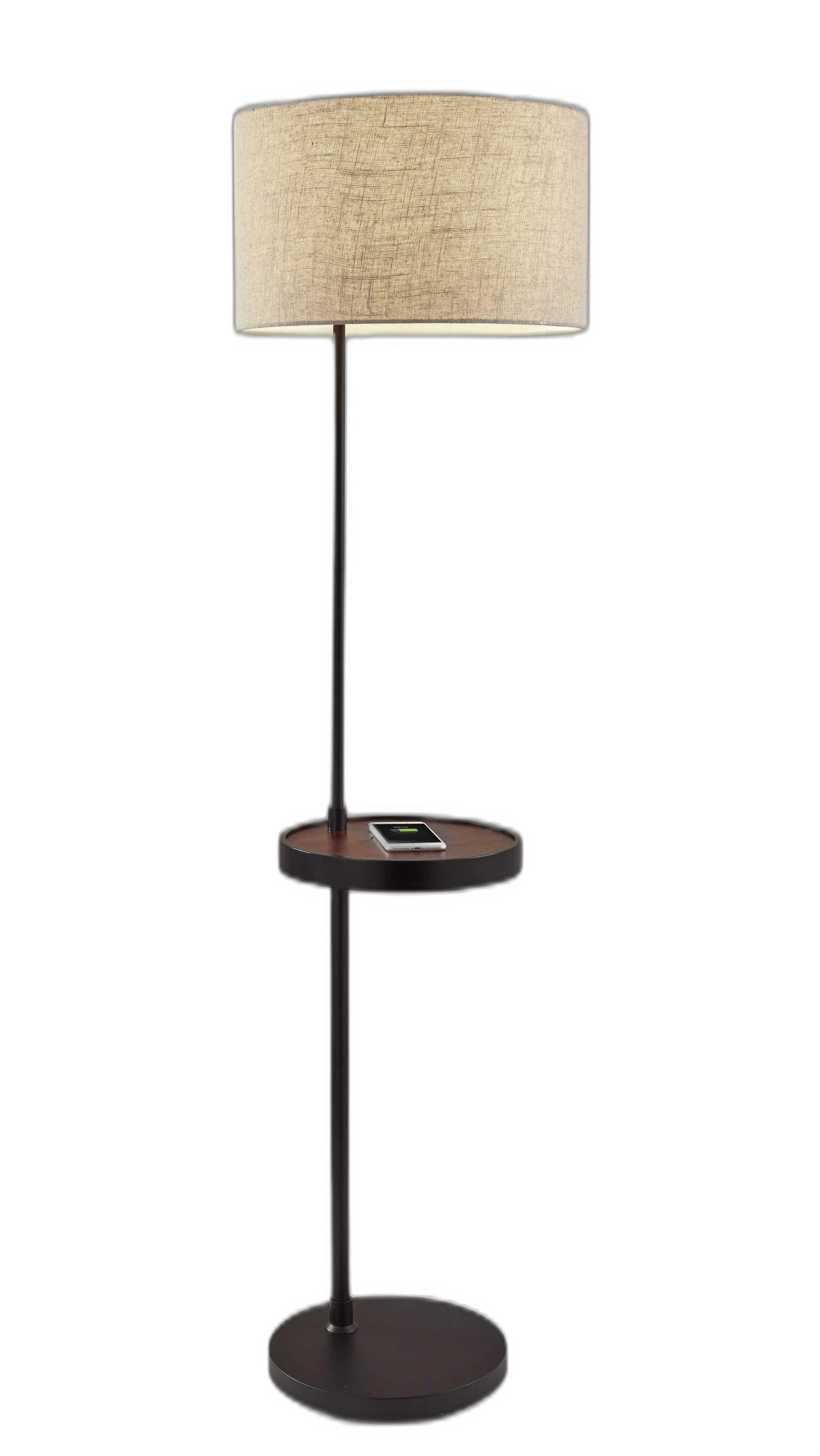 Matte Black Metal Floor Lamp With Wireless Charging Task Shelf By Homeroots - 372633 - Image 3