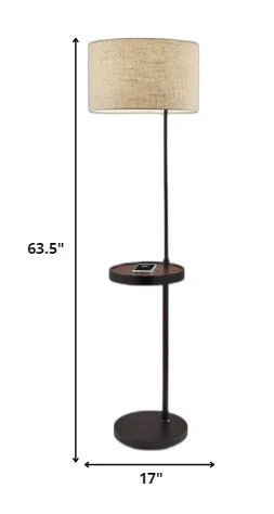 Matte Black Metal Floor Lamp With Wireless Charging Task Shelf By Homeroots - 372633 - Image 6