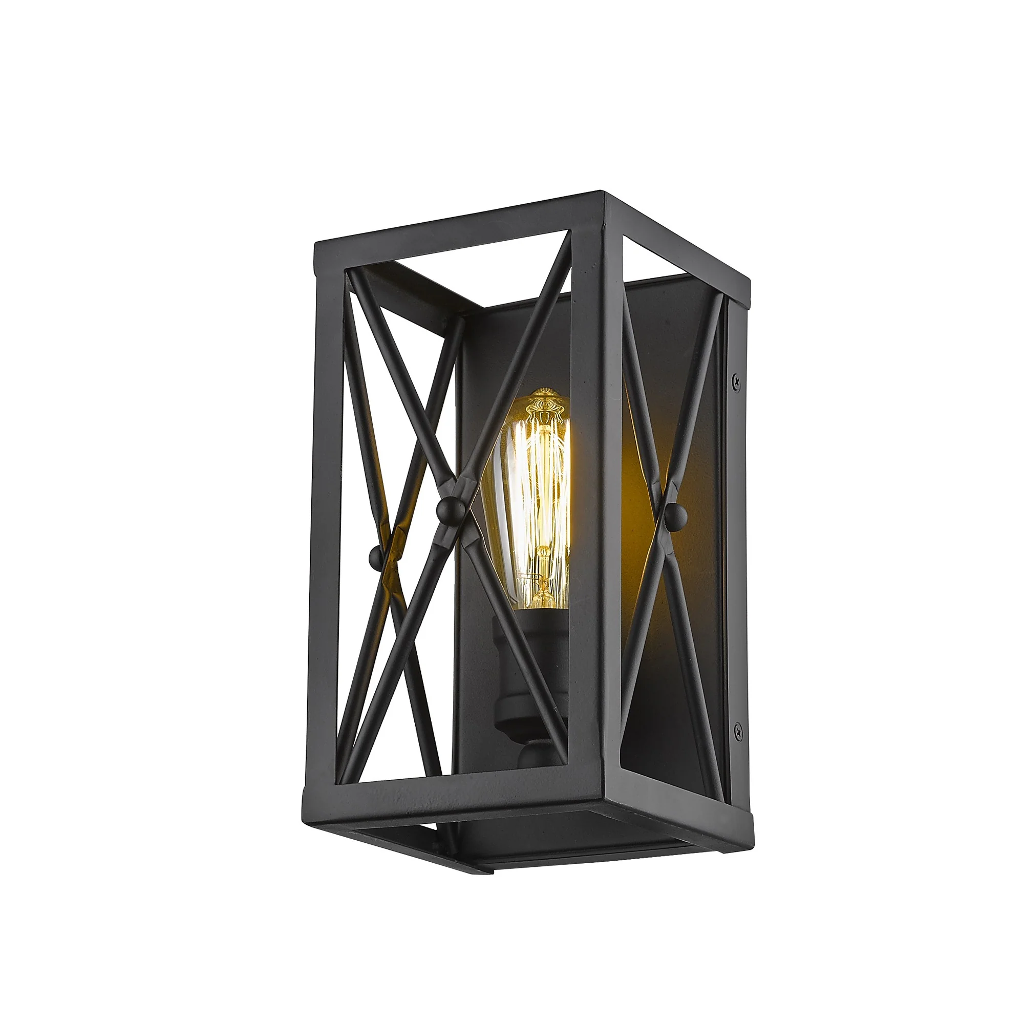 Matte Black Metal Geometric Wall Light By Homeroots - Image 2