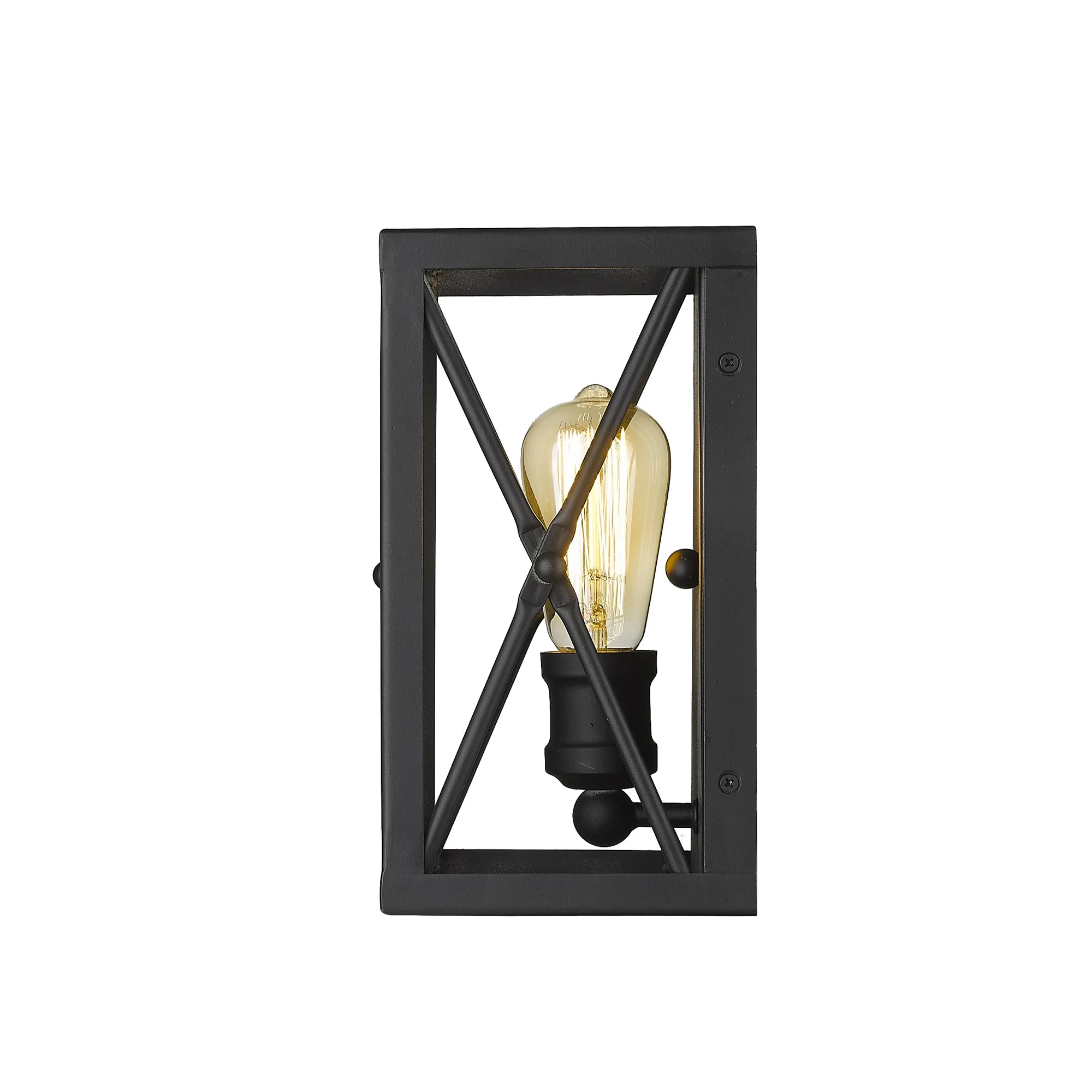 Matte Black Metal Geometric Wall Light By Homeroots - Image 3
