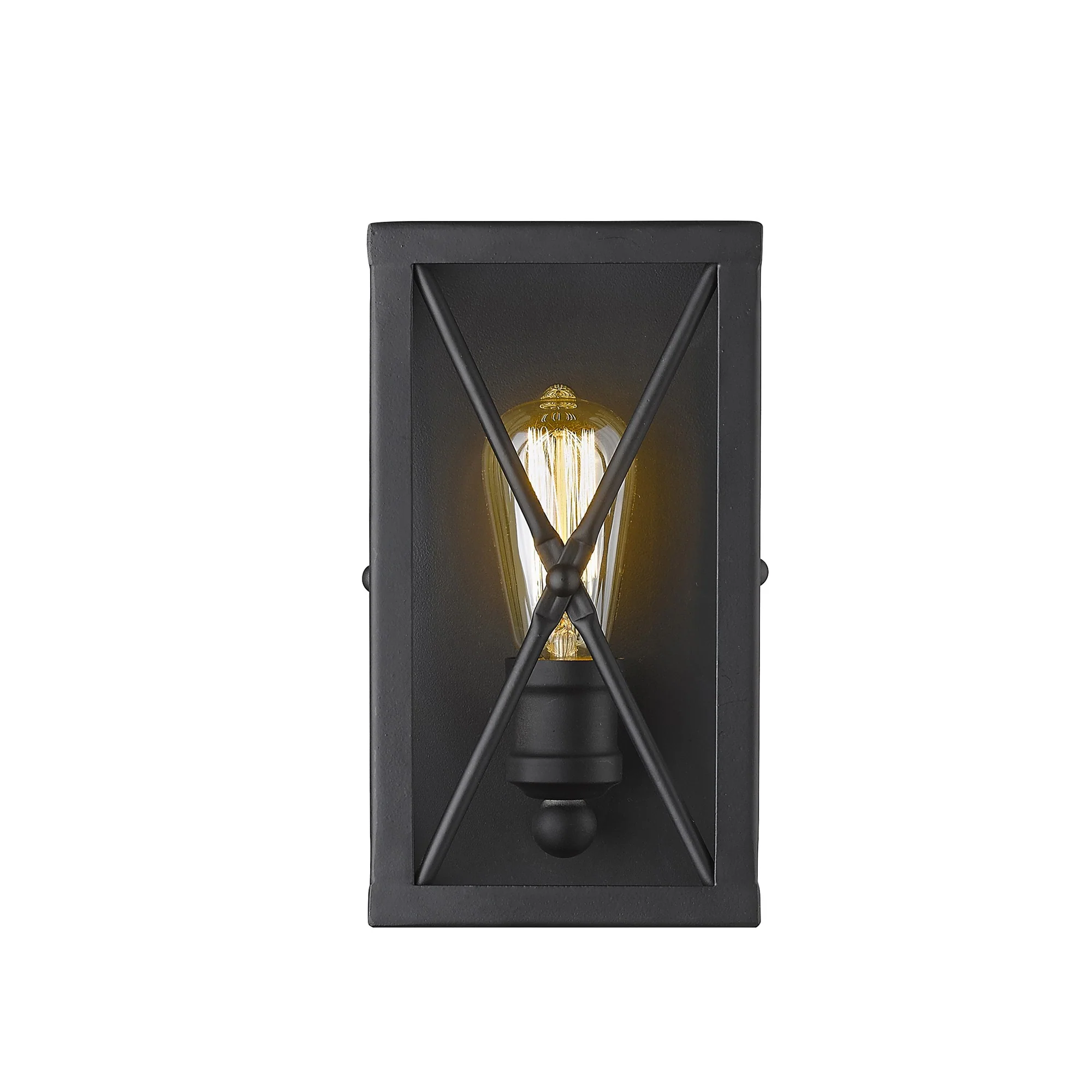 Matte Black Metal Geometric Wall Light By Homeroots - Image 5