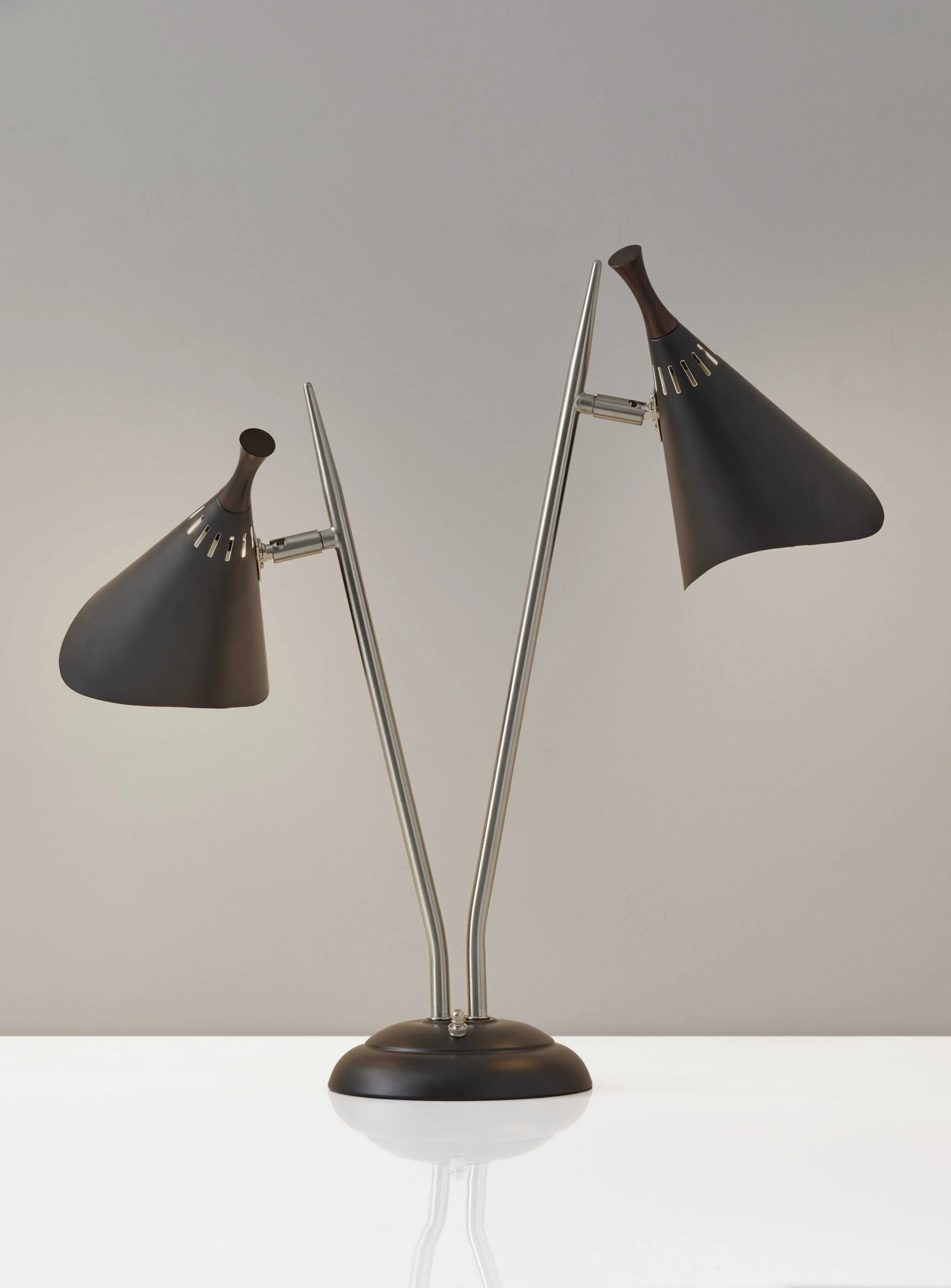 Matte Black Metal Two Light Desk Lamp Smart Outlet Compatible By Homeroots - Image 2
