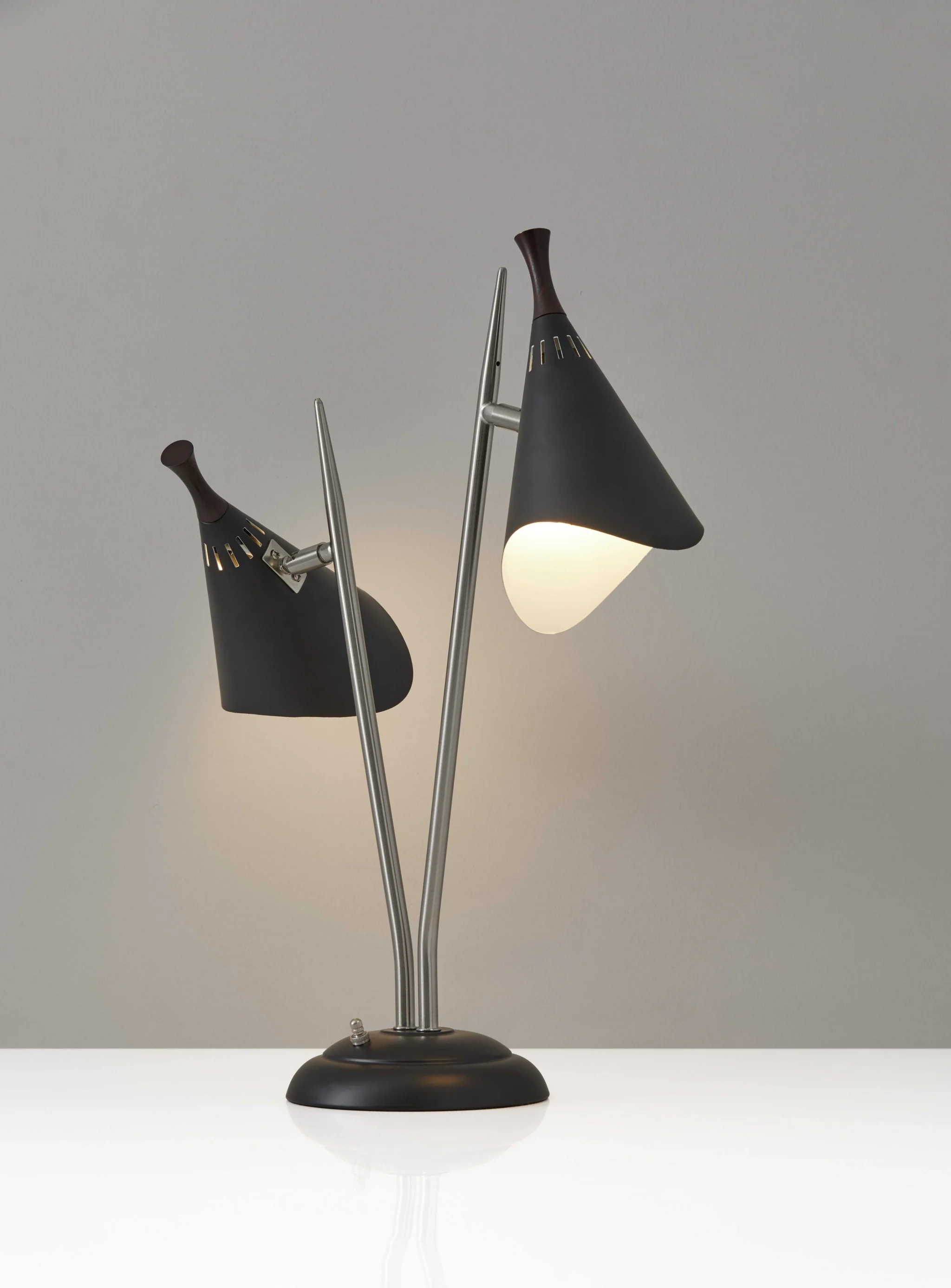 Matte Black Metal Two Light Desk Lamp Smart Outlet Compatible By Homeroots - Image 3