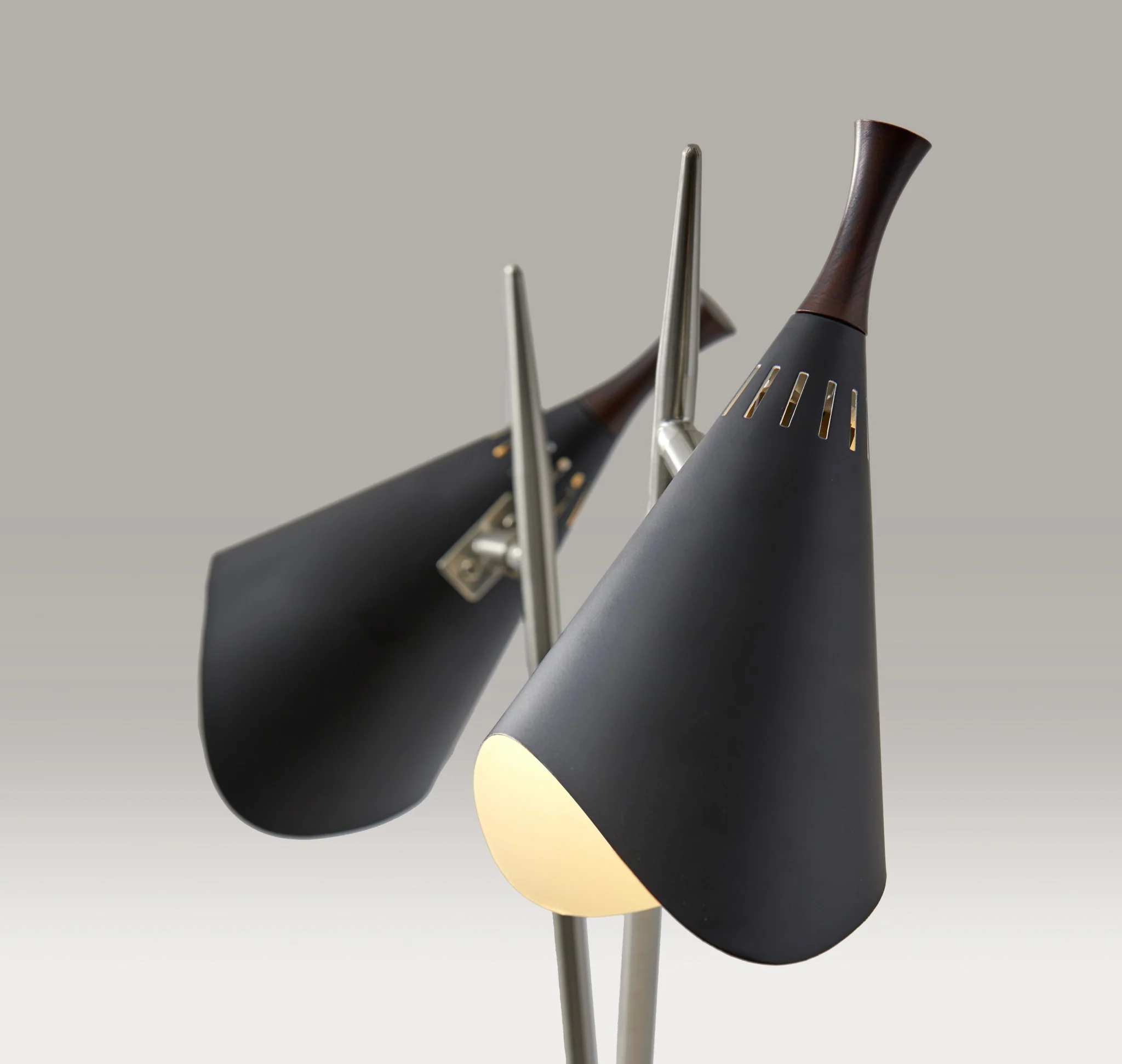 Matte Black Metal Two Light Desk Lamp Smart Outlet Compatible By Homeroots - Image 4