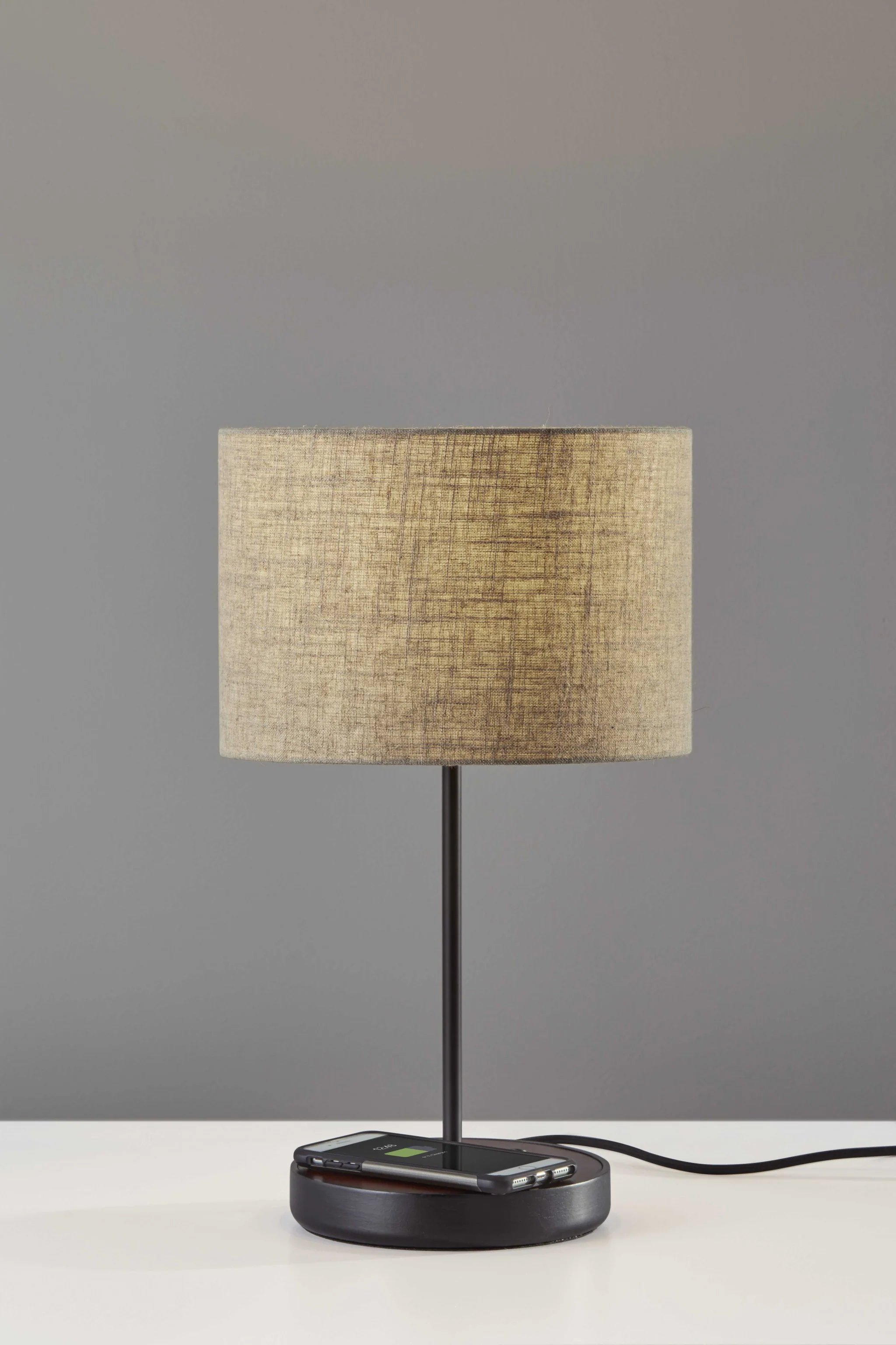 Matte Black Metal Wood Wireless Charging Table Lamp By Homeroots - Image 2