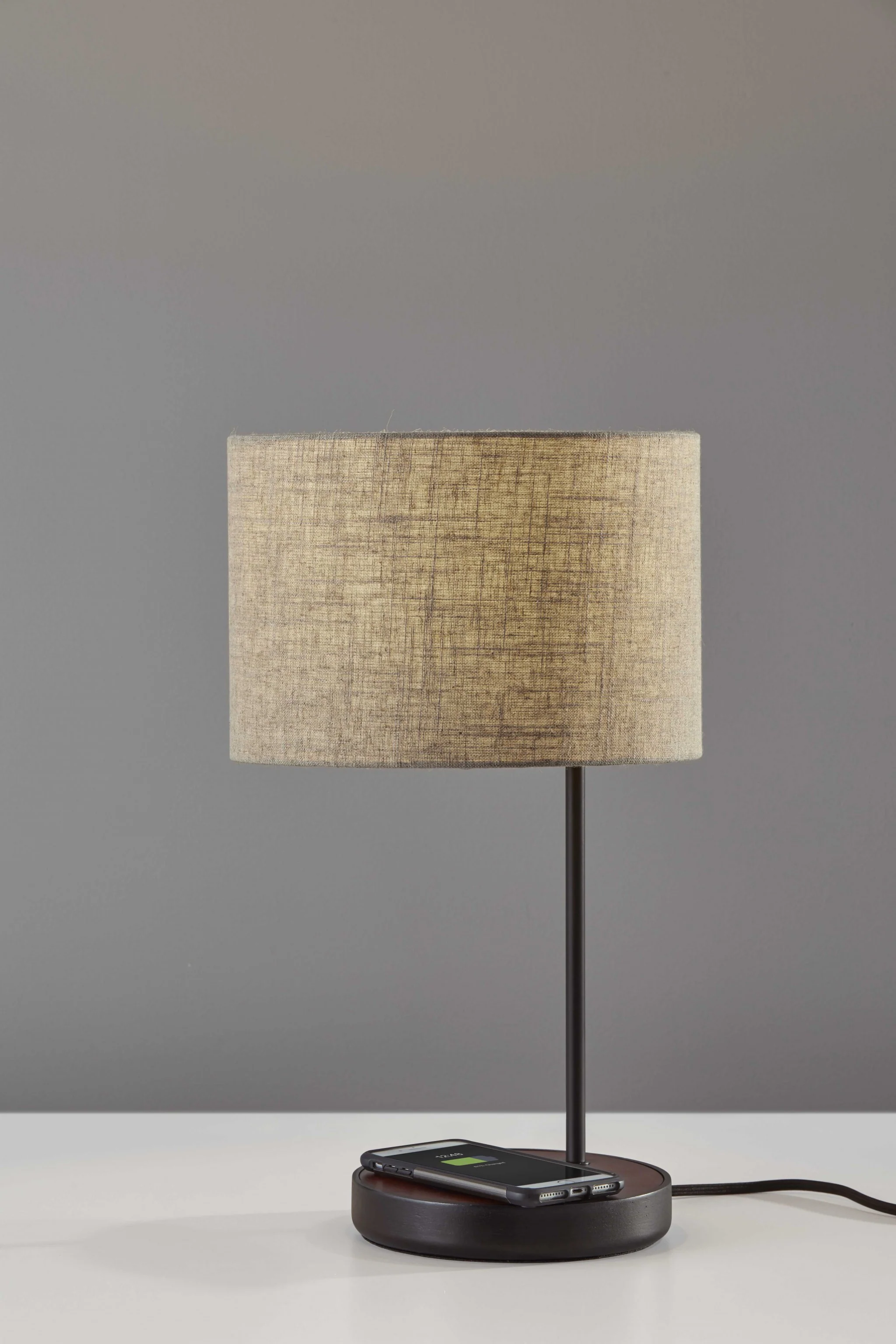 Matte Black Metal Wood Wireless Charging Table Lamp By Homeroots - Image 3