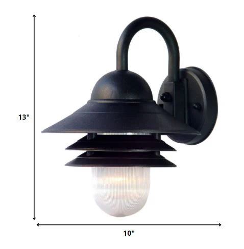 Matte Black Three Tier Lamp Shade Outdoor Wall Light By Homeroots - Image 2
