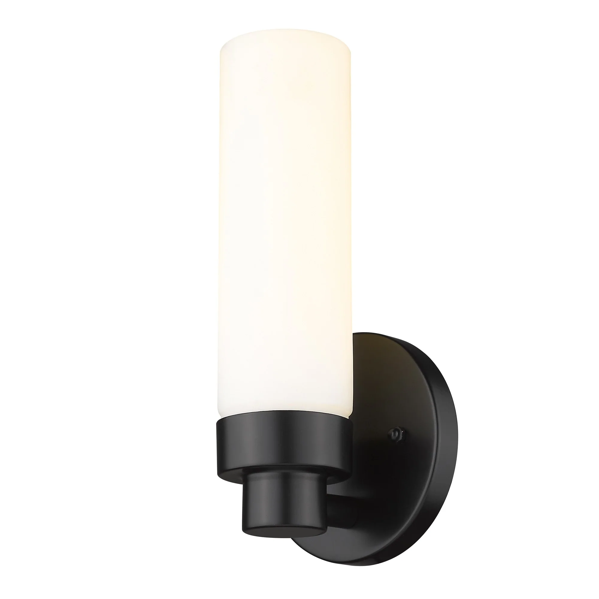 Matte Black Wall Light with Narrow Frosted Glass Shade By Homeroots - Image 2