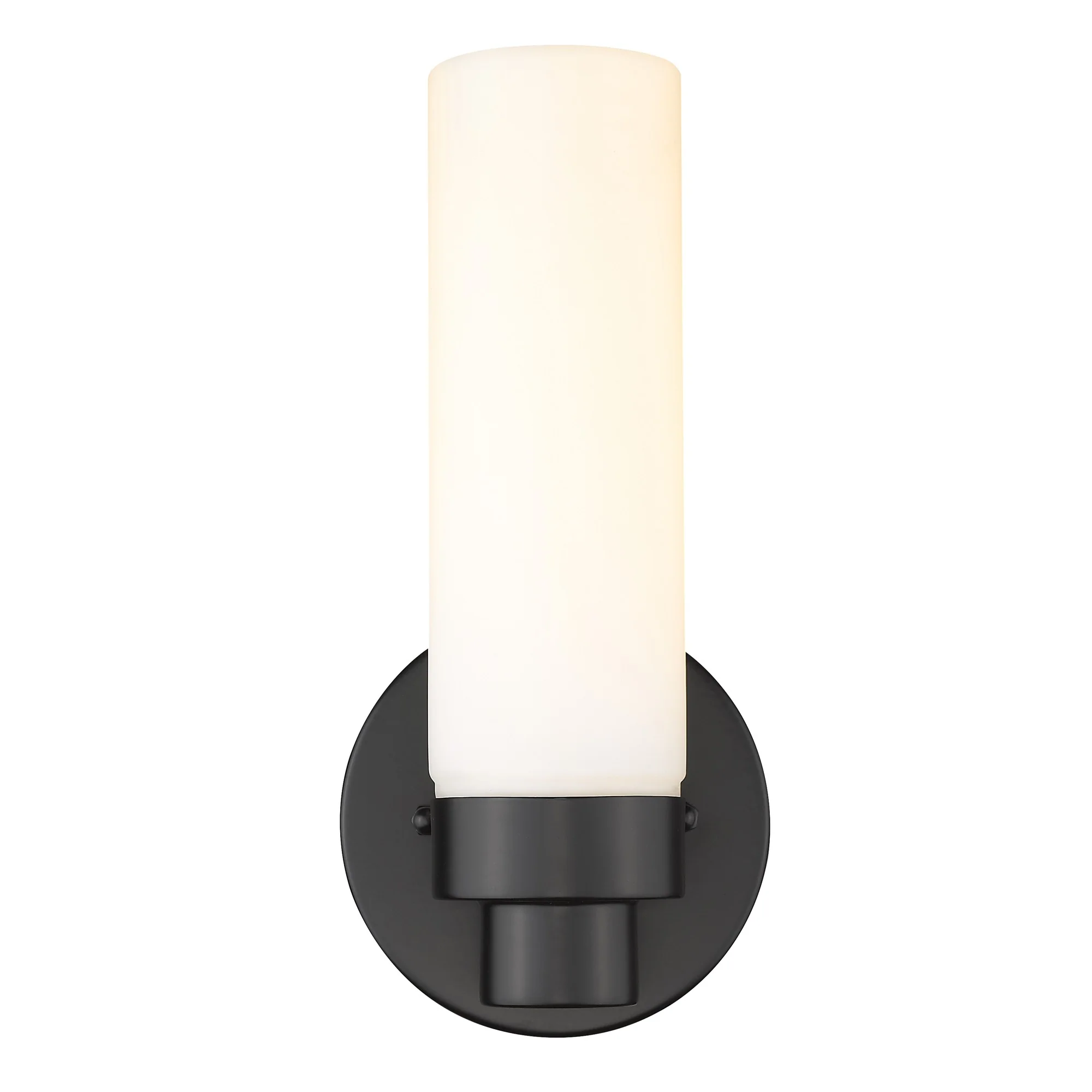 Matte Black Wall Light with Narrow Frosted Glass Shade By Homeroots - Image 4
