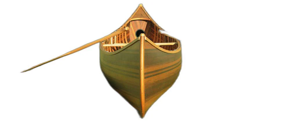 Matte Finish Wooden Canoe With Ribs Curved Bow By Homeroots - Image 6