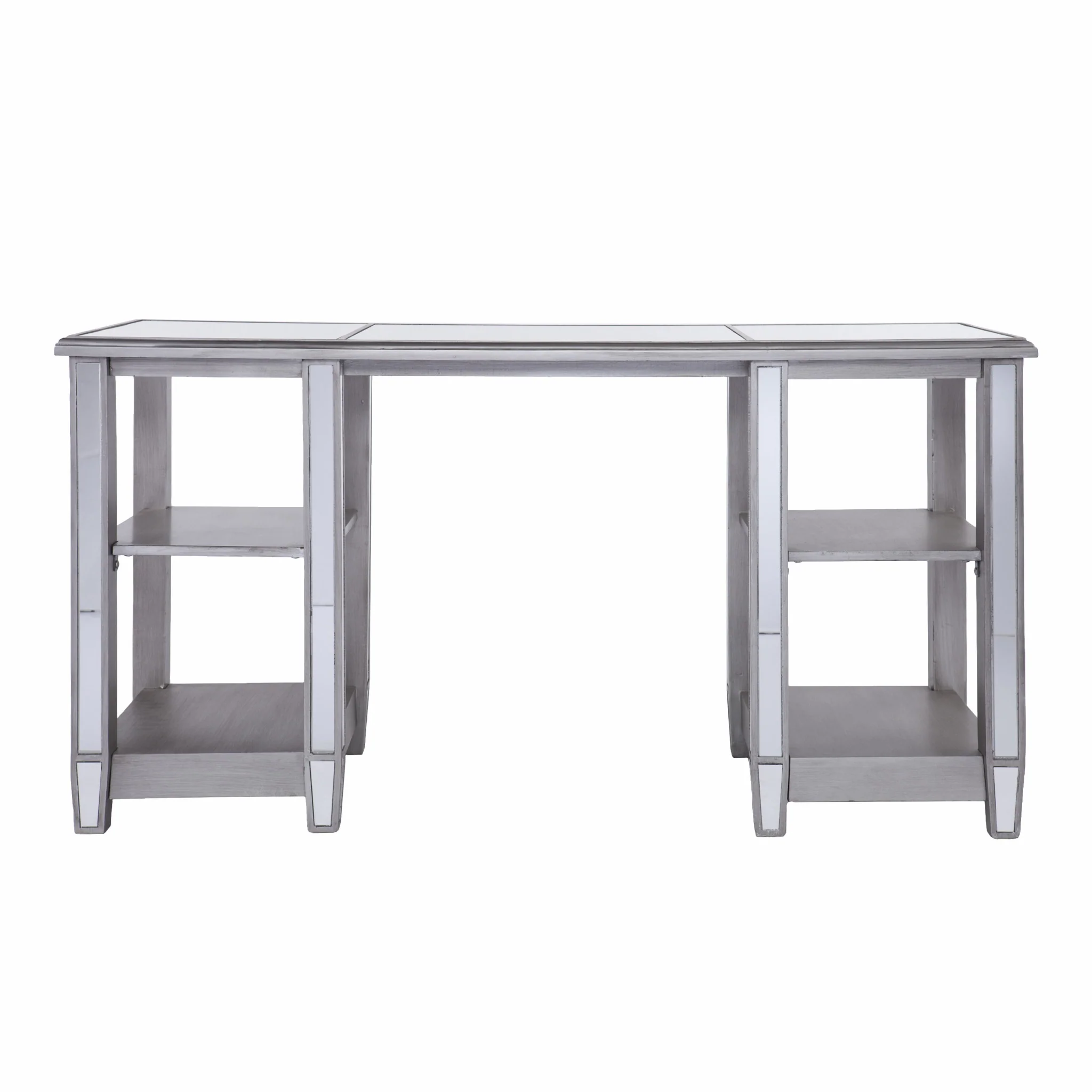 Matte Silver Mirrored Desk By Homeroots - Image 3