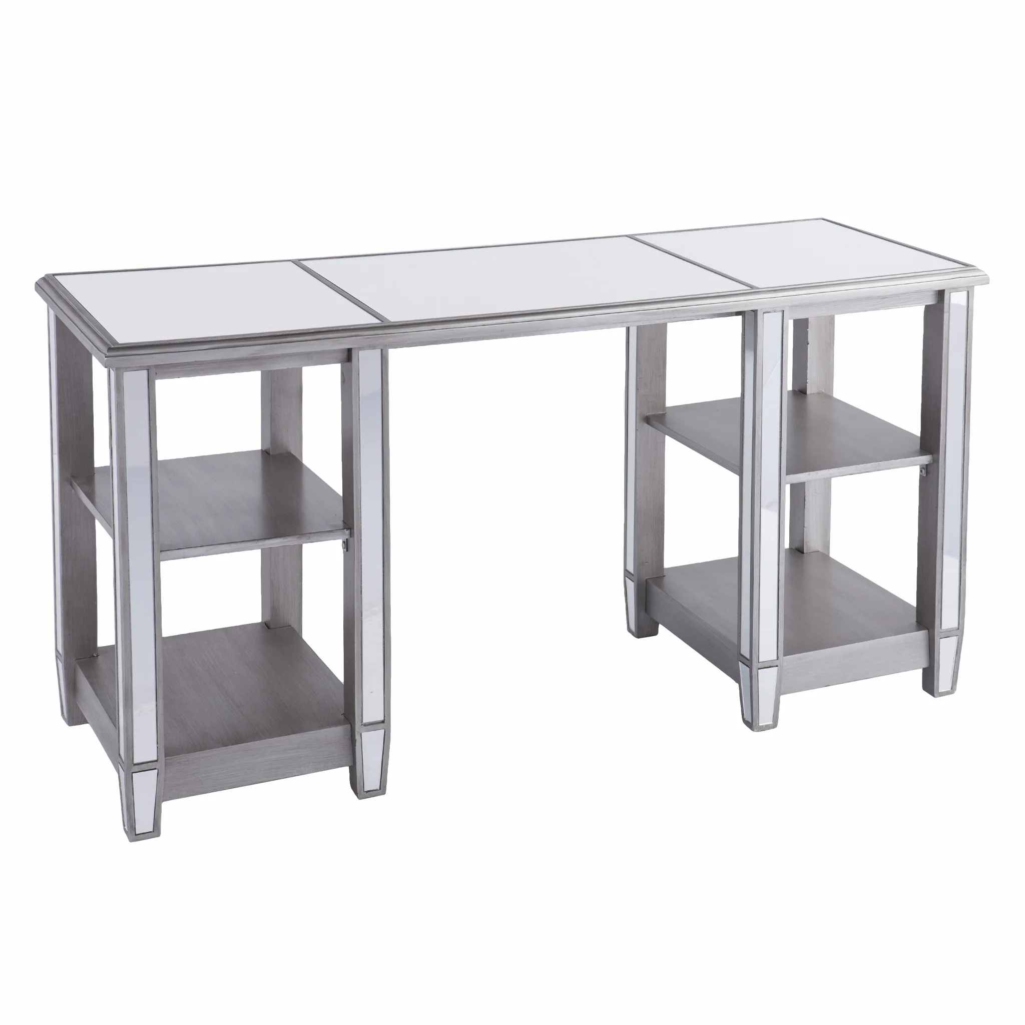 Matte Silver Mirrored Desk By Homeroots - Image 4