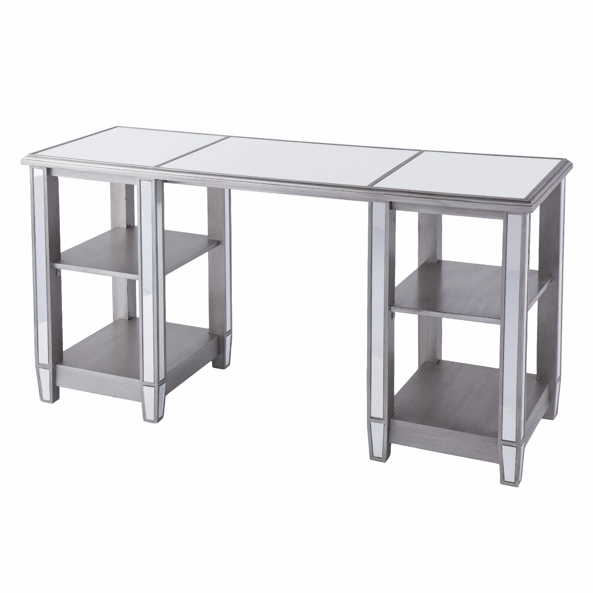 Matte Silver Mirrored Desk By Homeroots - Image 8