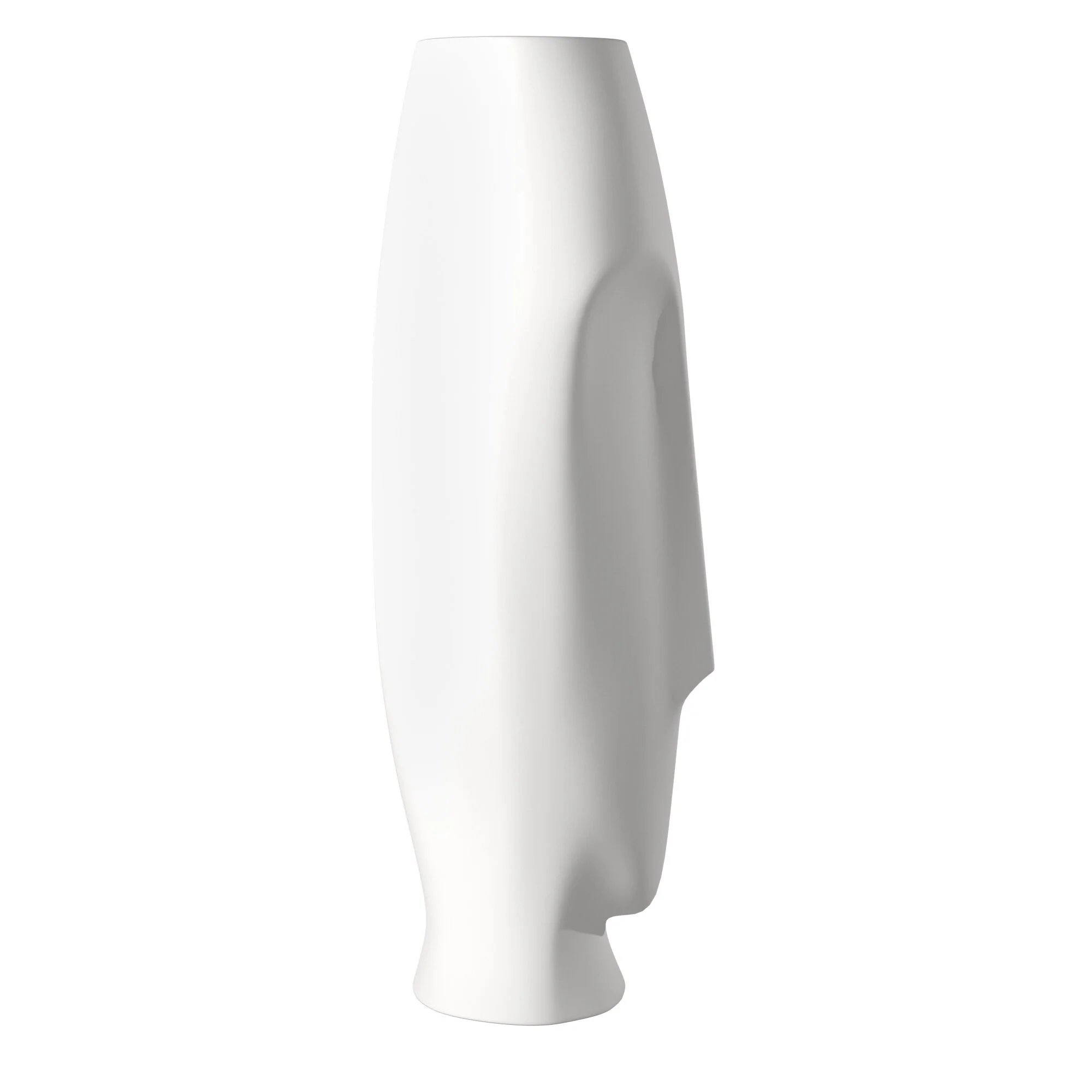 Matte White Ceramic Vase with Abstract Faces By Homeroots - Image 5