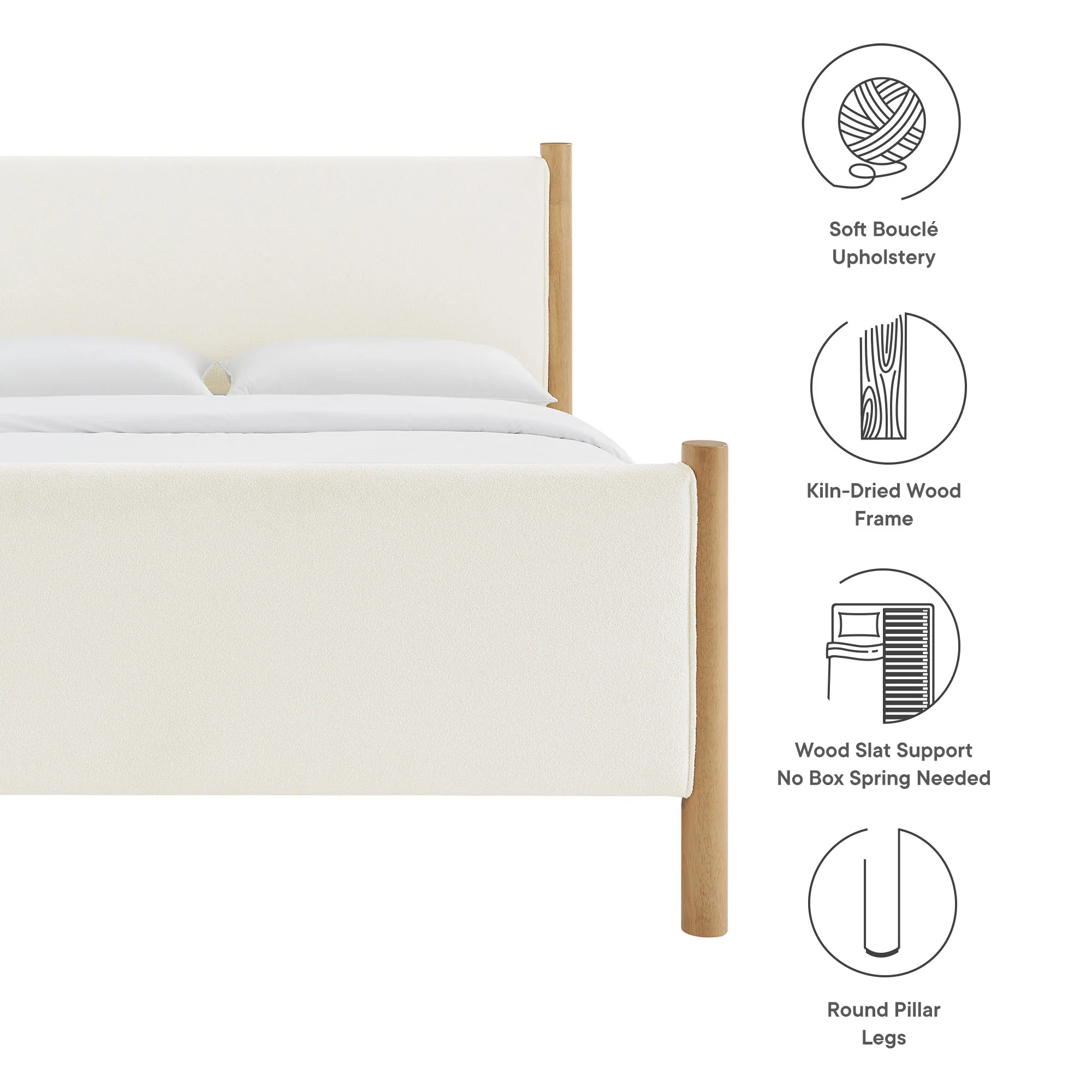 Maven Queen Size Boucle Upholstered Platform Bed by Modway - Image 8