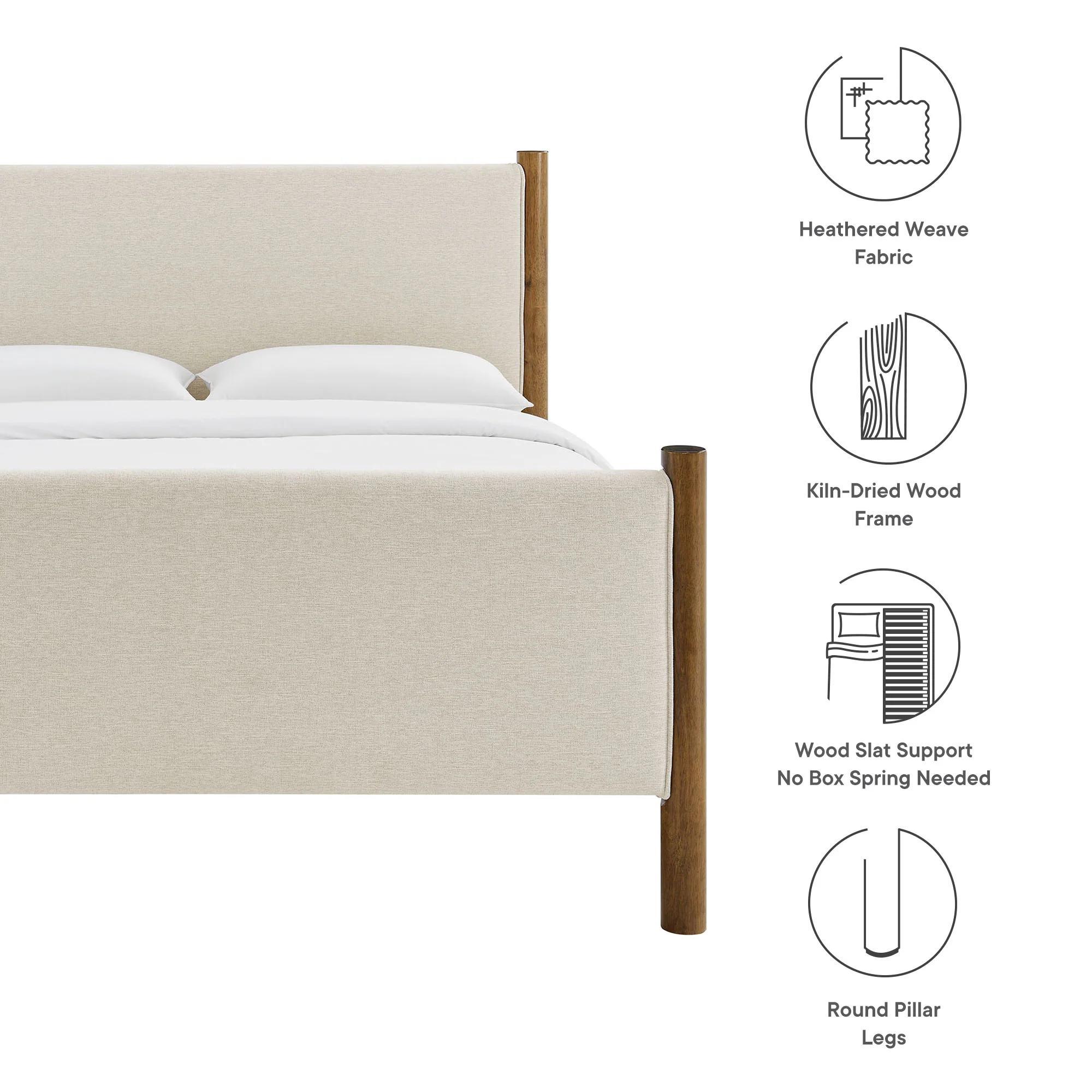 Maven Queen Size Fabric Upholstered Platform Bed by Modway - Image 17