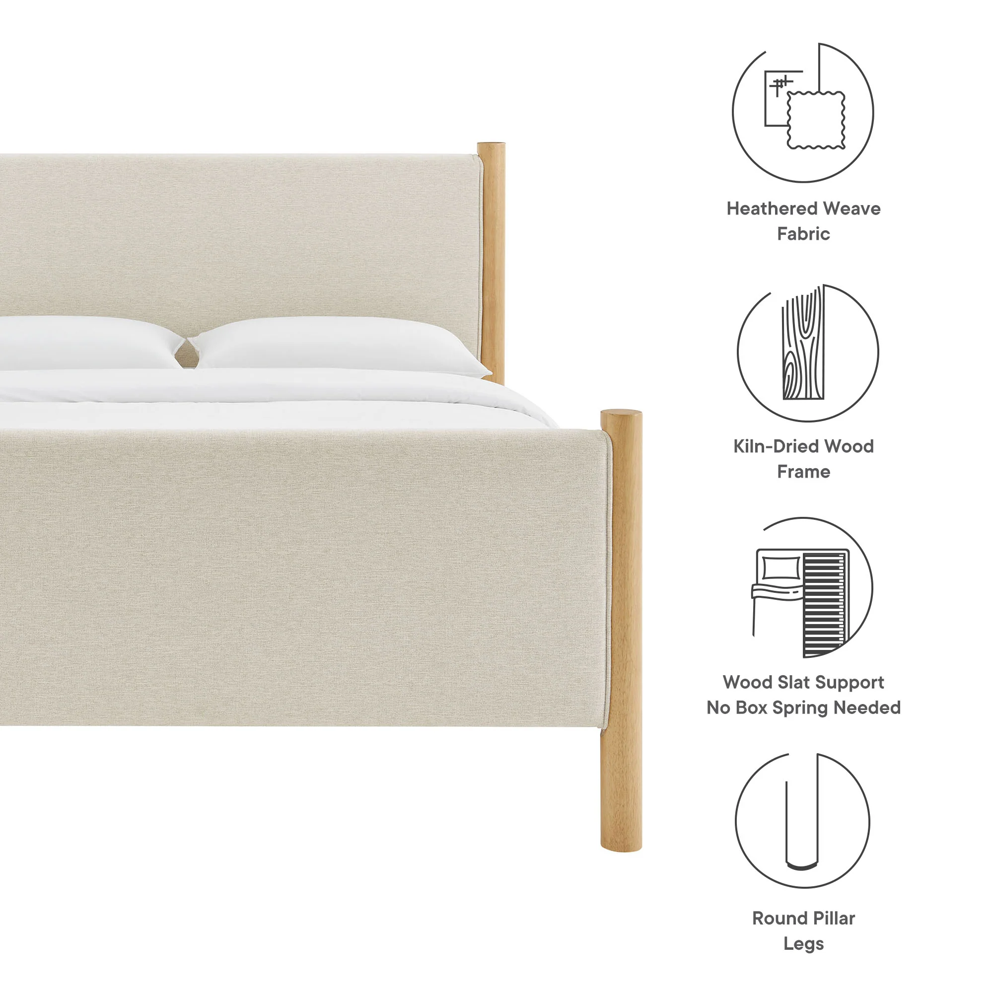 Maven Queen Size Fabric Upholstered Platform Bed by Modway - Image 8