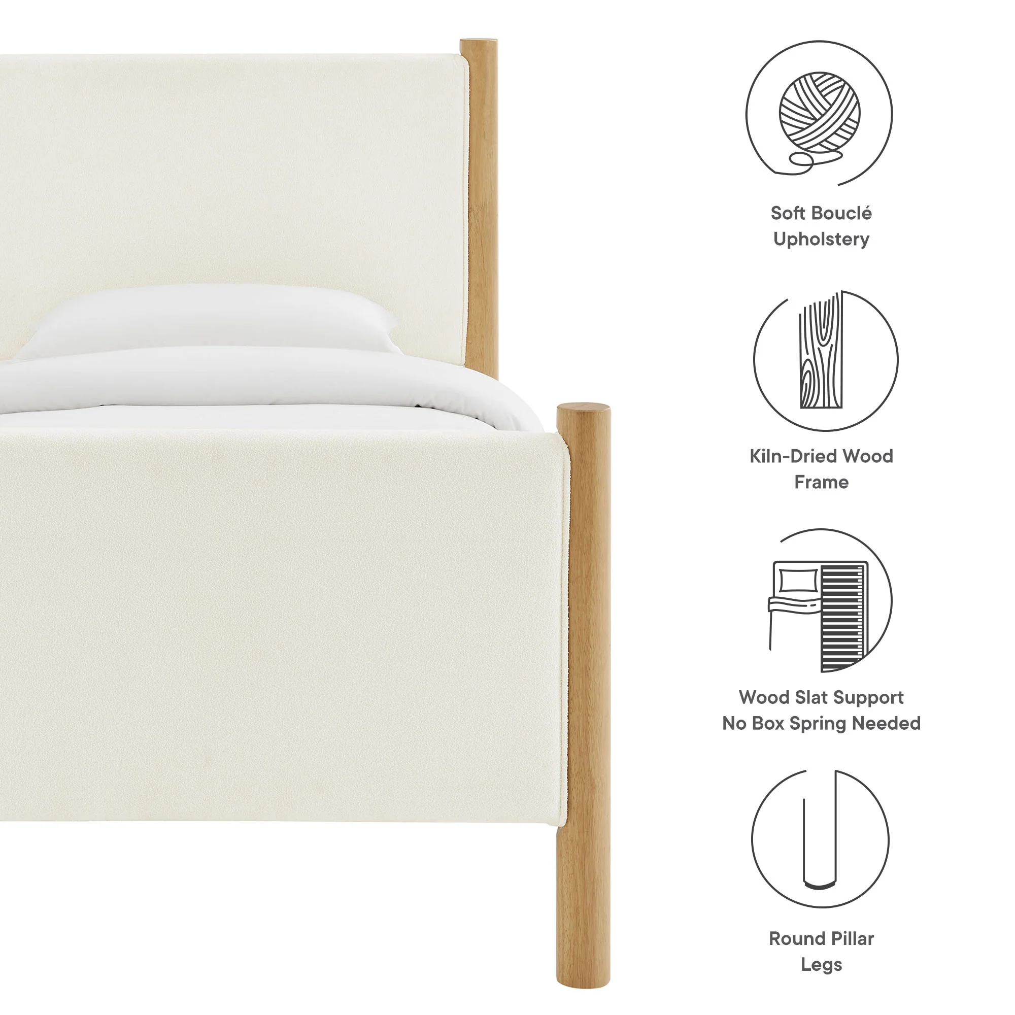 Maven Twin Size Boucle Upholstered Platform Bed by Modway - Image 8