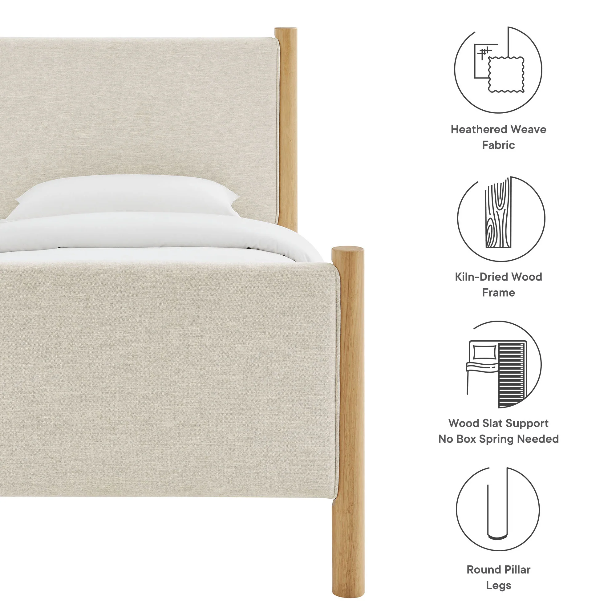 Maven Twin Size Fabric Upholstered Platform Bed by Modway - Image 8
