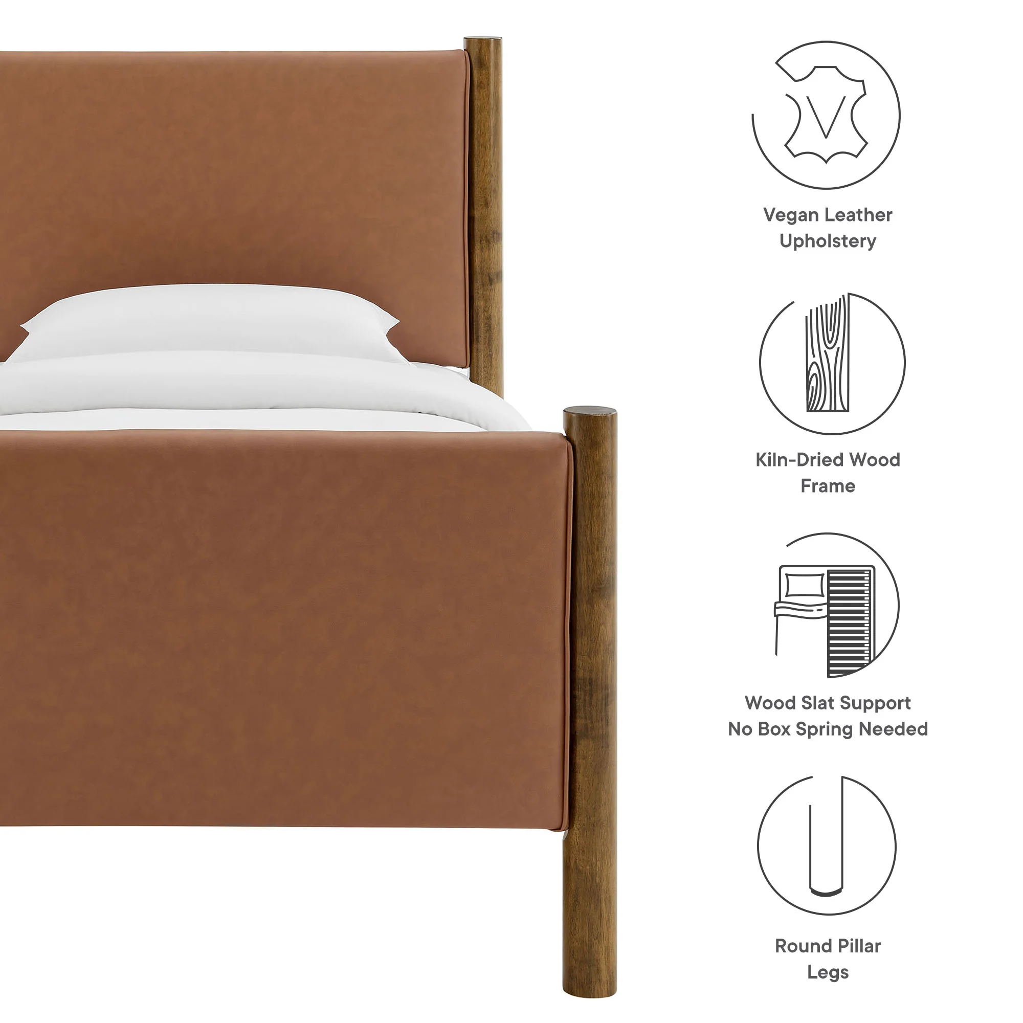 Maven Twin Size Vegan Leather Upholstered Platform Bed by Modway - Image 17