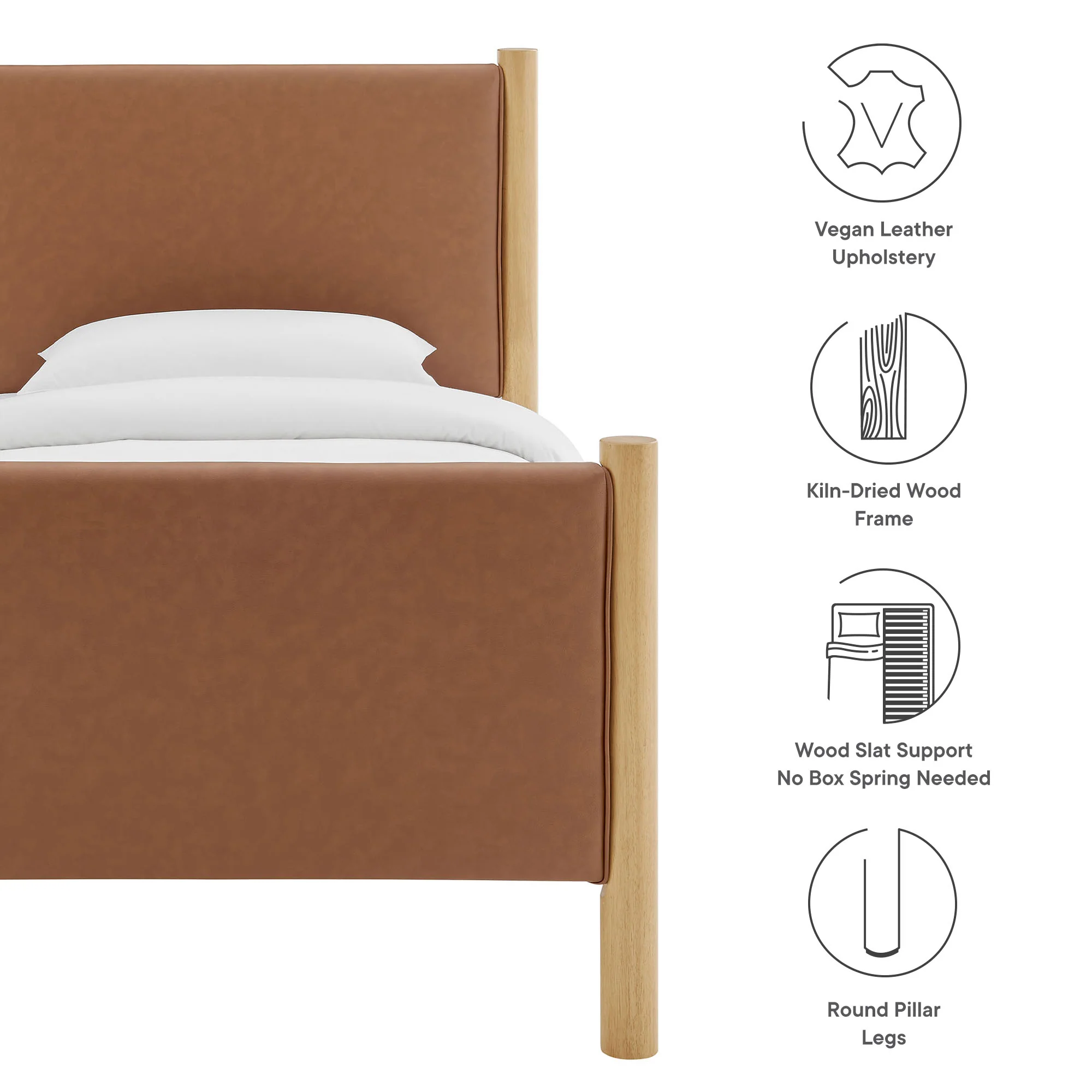 Maven Twin Size Vegan Leather Upholstered Platform Bed by Modway - Image 8