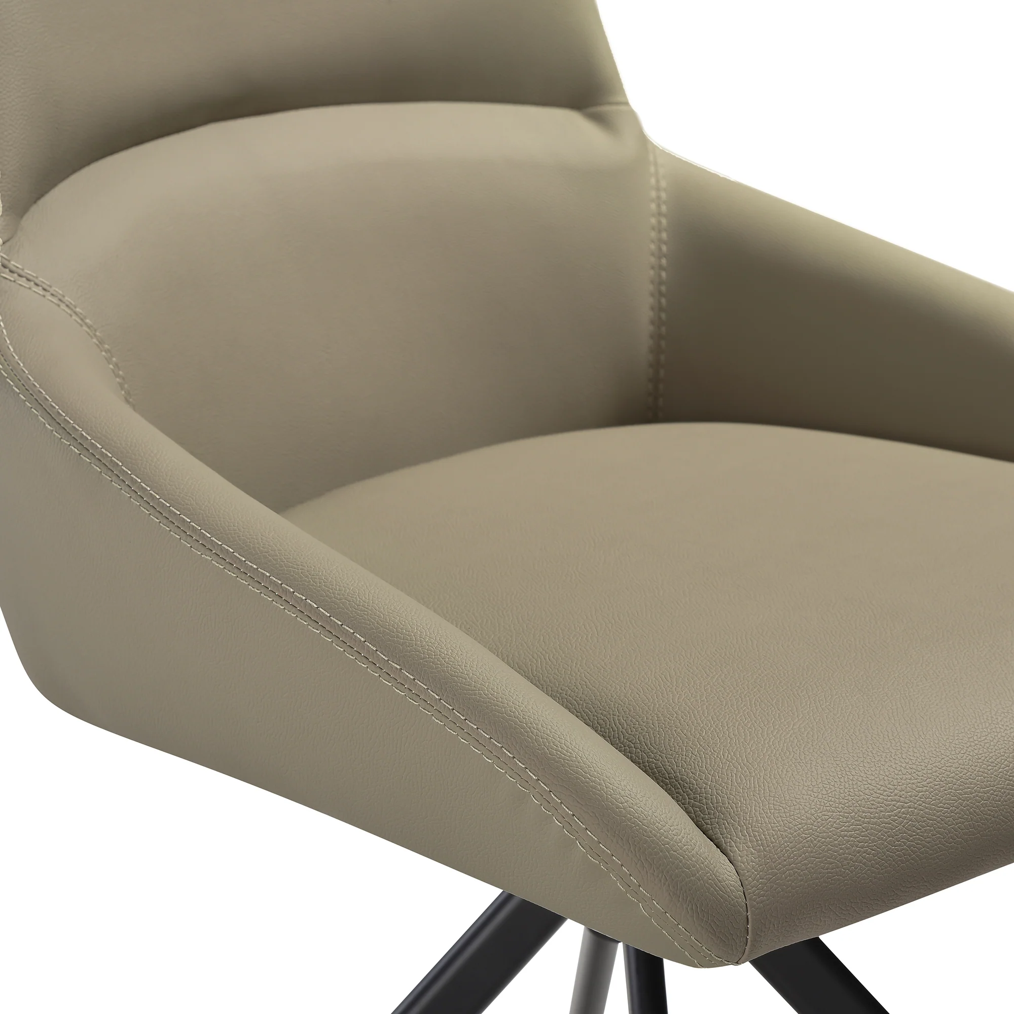 Maverick Swivel Upholstered Dining Chair in Taupe Gray Faux Leather with Black Metal Legs - Set of 2 By Armen Living - Image 10