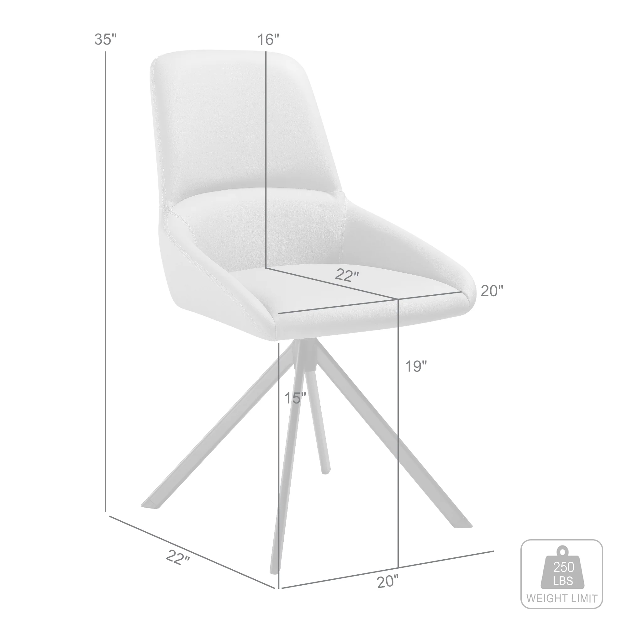 Maverick Swivel Upholstered Dining Chair in Taupe Gray Faux Leather with Black Metal Legs - Set of 2 By Armen Living - Image 11