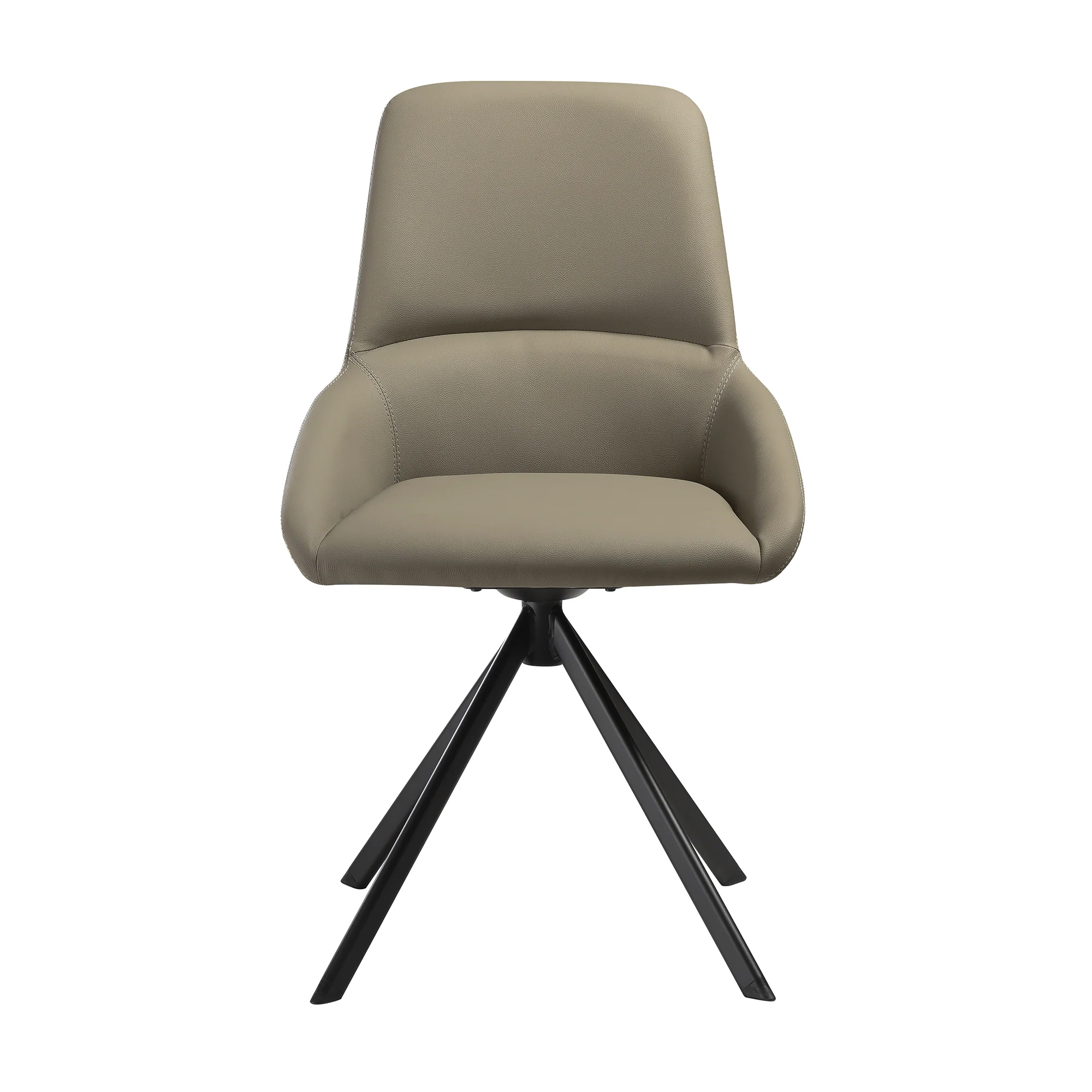Maverick Swivel Upholstered Dining Chair in Taupe Gray Faux Leather with Black Metal Legs - Set of 2 By Armen Living - Image 5