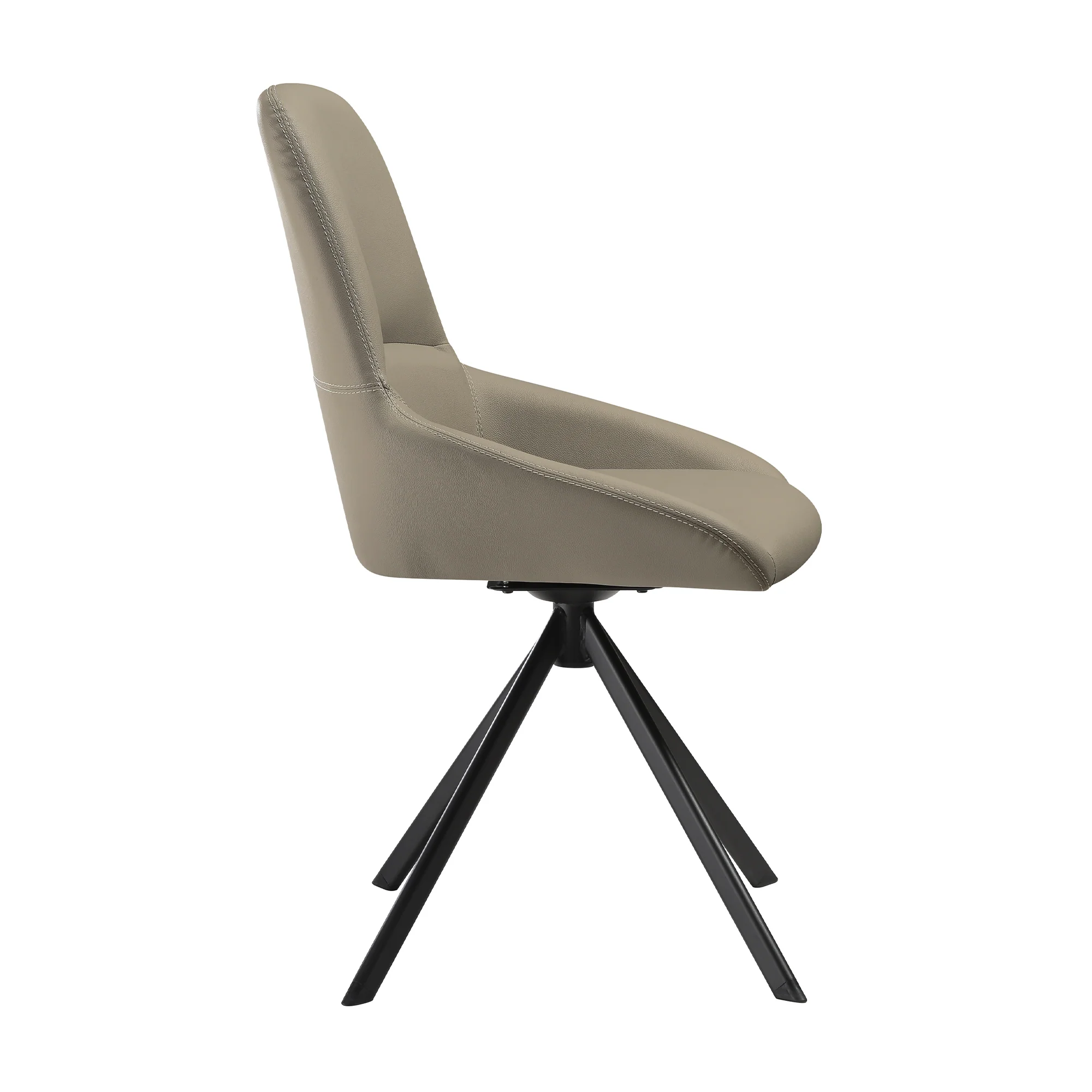 Maverick Swivel Upholstered Dining Chair in Taupe Gray Faux Leather with Black Metal Legs - Set of 2 By Armen Living - Image 6