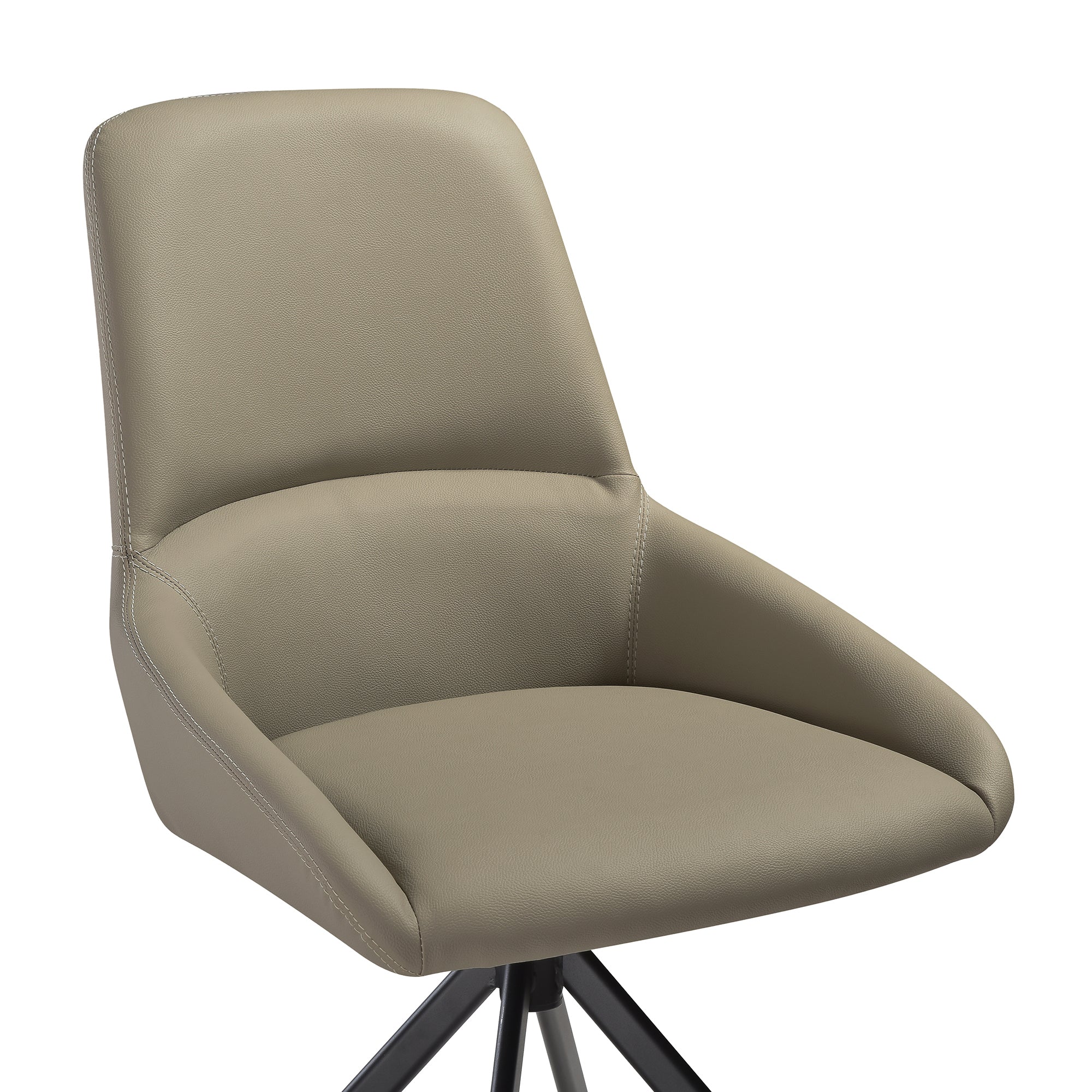 Maverick Swivel Upholstered Dining Chair in Taupe Gray Faux Leather with Black Metal Legs - Set of 2 By Armen Living - Image 8