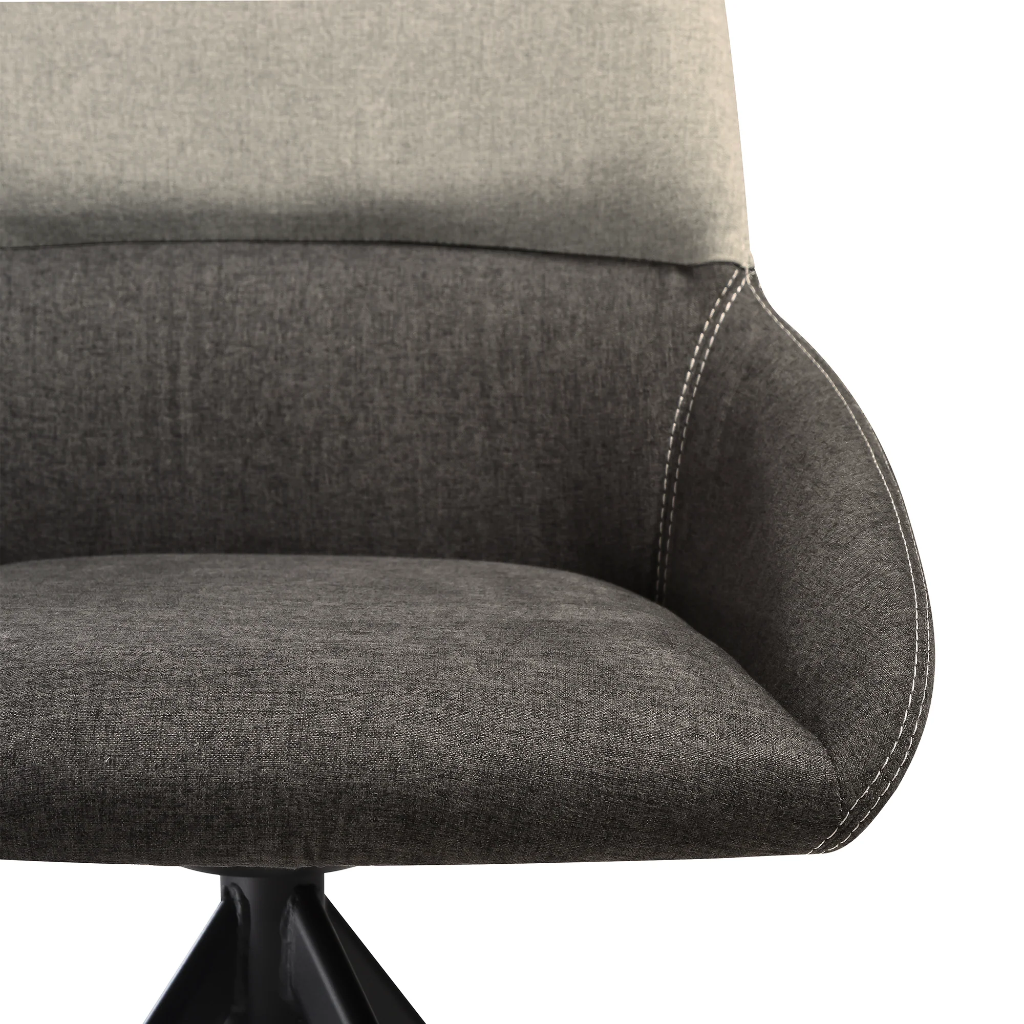 Maverick Swivel Upholstered Dining Chair in Two-Tone Fabric Gray with Black Metal Legs - Set of 2 By Armen Living - Image 10