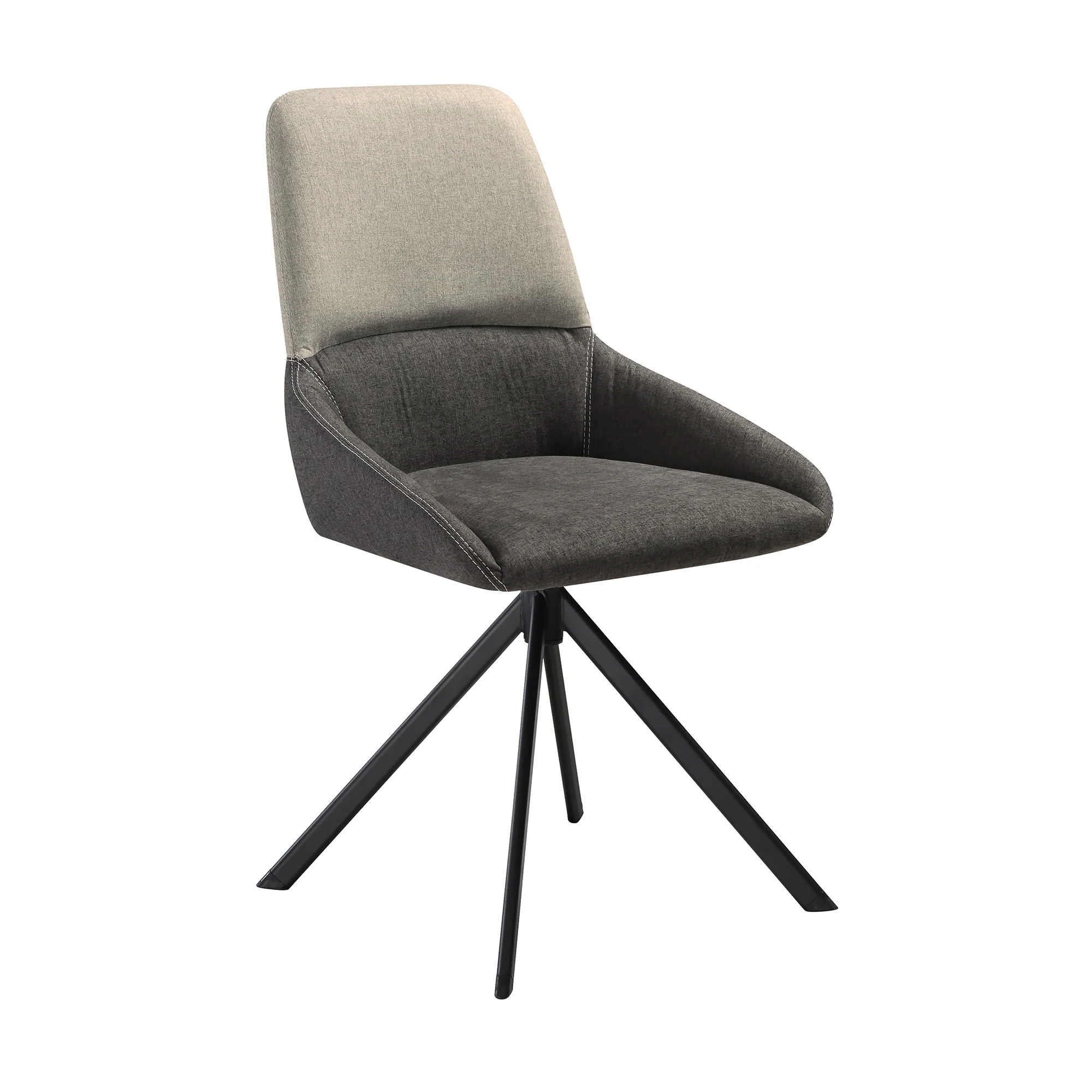 Maverick Swivel Upholstered Dining Chair in Two-Tone Fabric Gray with Black Metal Legs - Set of 2 By Armen Living - Image 4