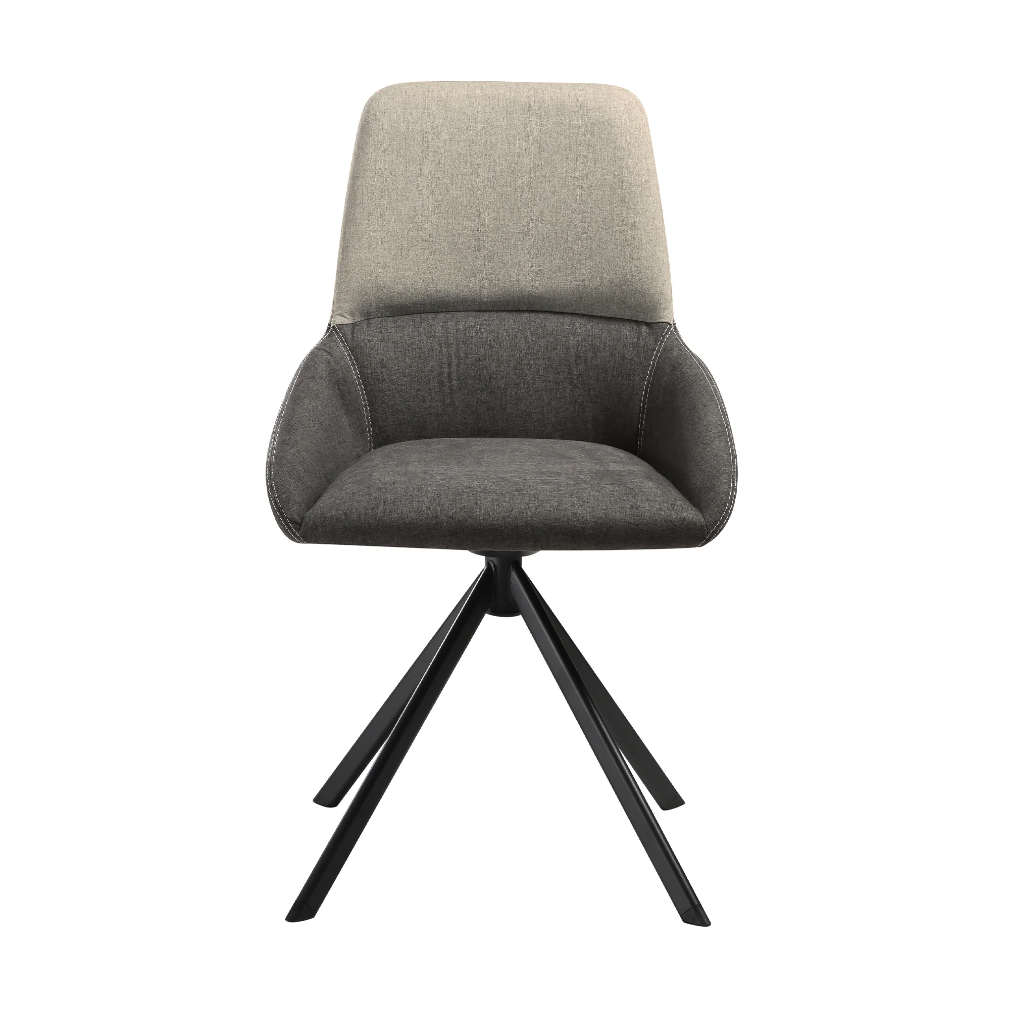 Maverick Swivel Upholstered Dining Chair in Two-Tone Fabric Gray with Black Metal Legs - Set of 2 By Armen Living - Image 5