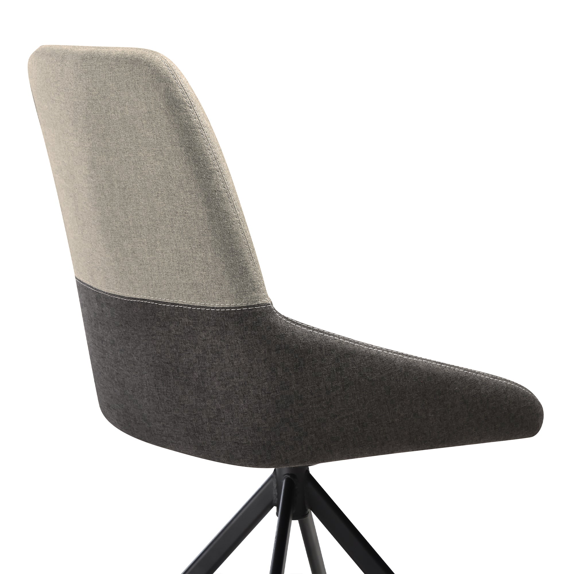 Maverick Swivel Upholstered Dining Chair in Two-Tone Fabric Gray with Black Metal Legs - Set of 2 By Armen Living - Image 7