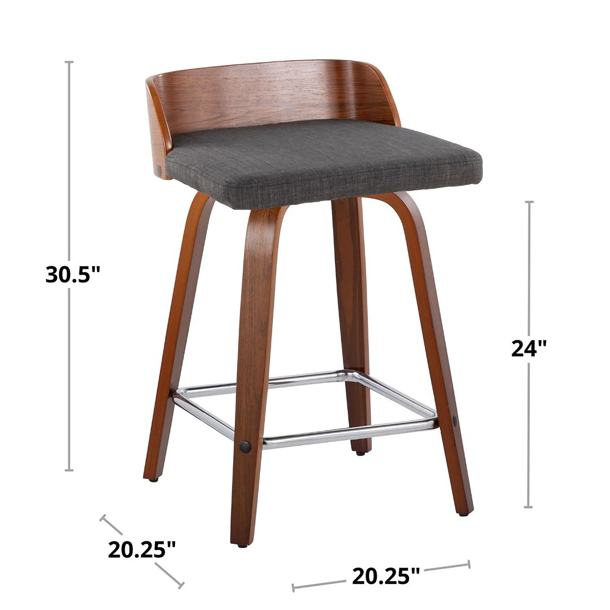 Maya 24" Fixed-Height Counter Stool - Set of 2 By LumiSource - B24-MAYAFB-GRTZS2 WLWLCHAR2 - Image 10