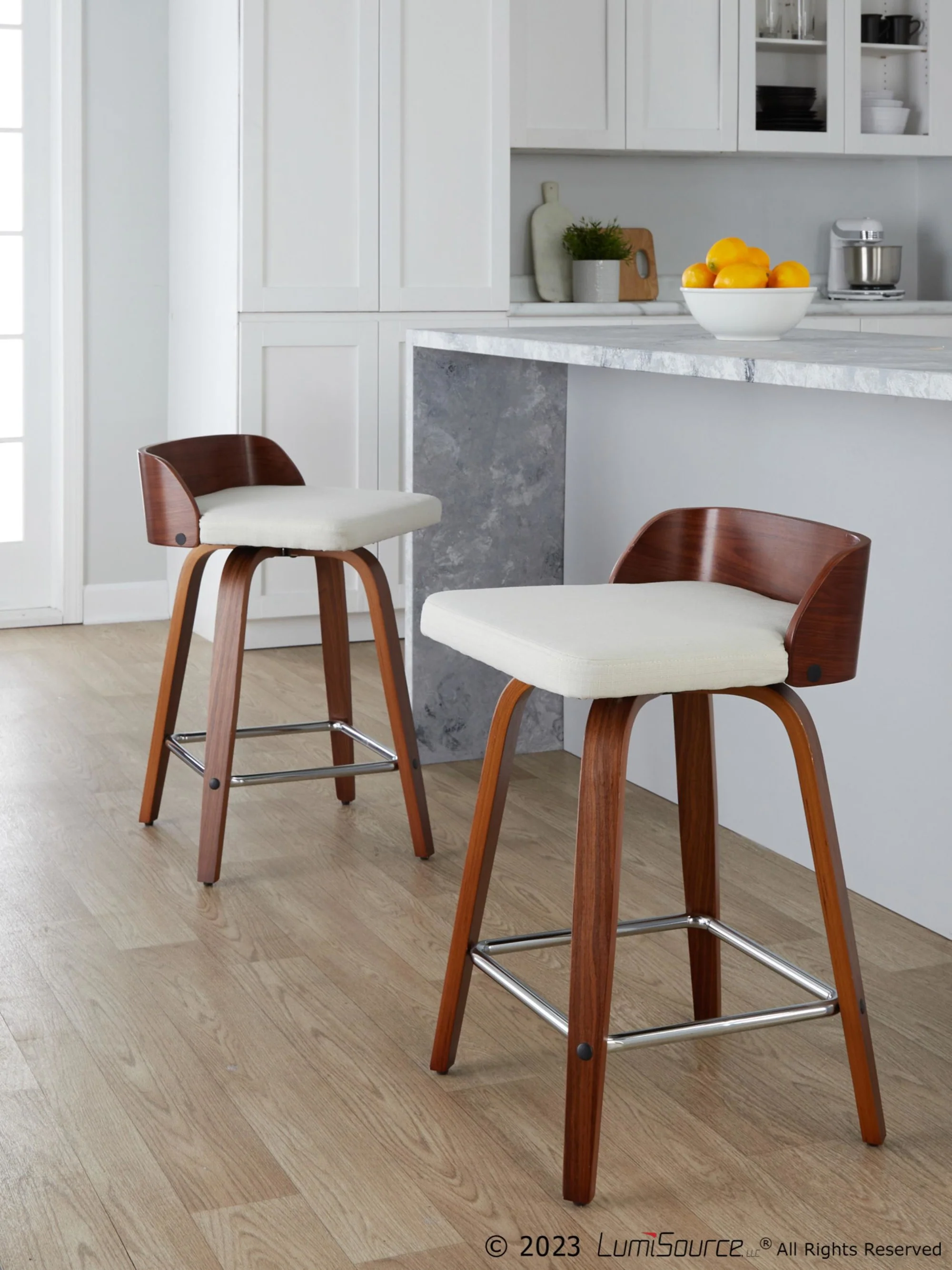 Maya 24" Fixed-Height Counter Stool - Set of 2 By LumiSource - B24-MAYAFB-GRTZS2 WLWLCHAR2 - Image 12