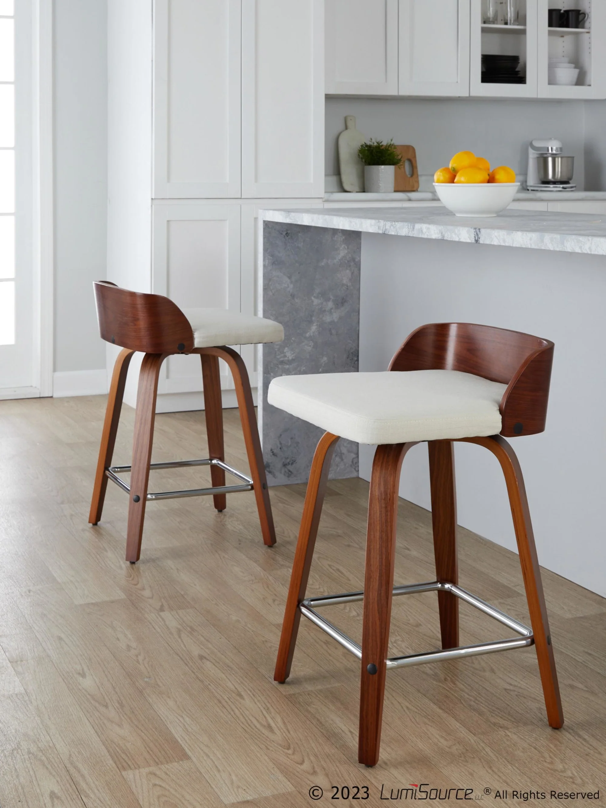 Maya 24" Fixed-Height Counter Stool - Set of 2 By LumiSource - B24-MAYAFB-GRTZS2 WLWLCHAR2 - Image 13