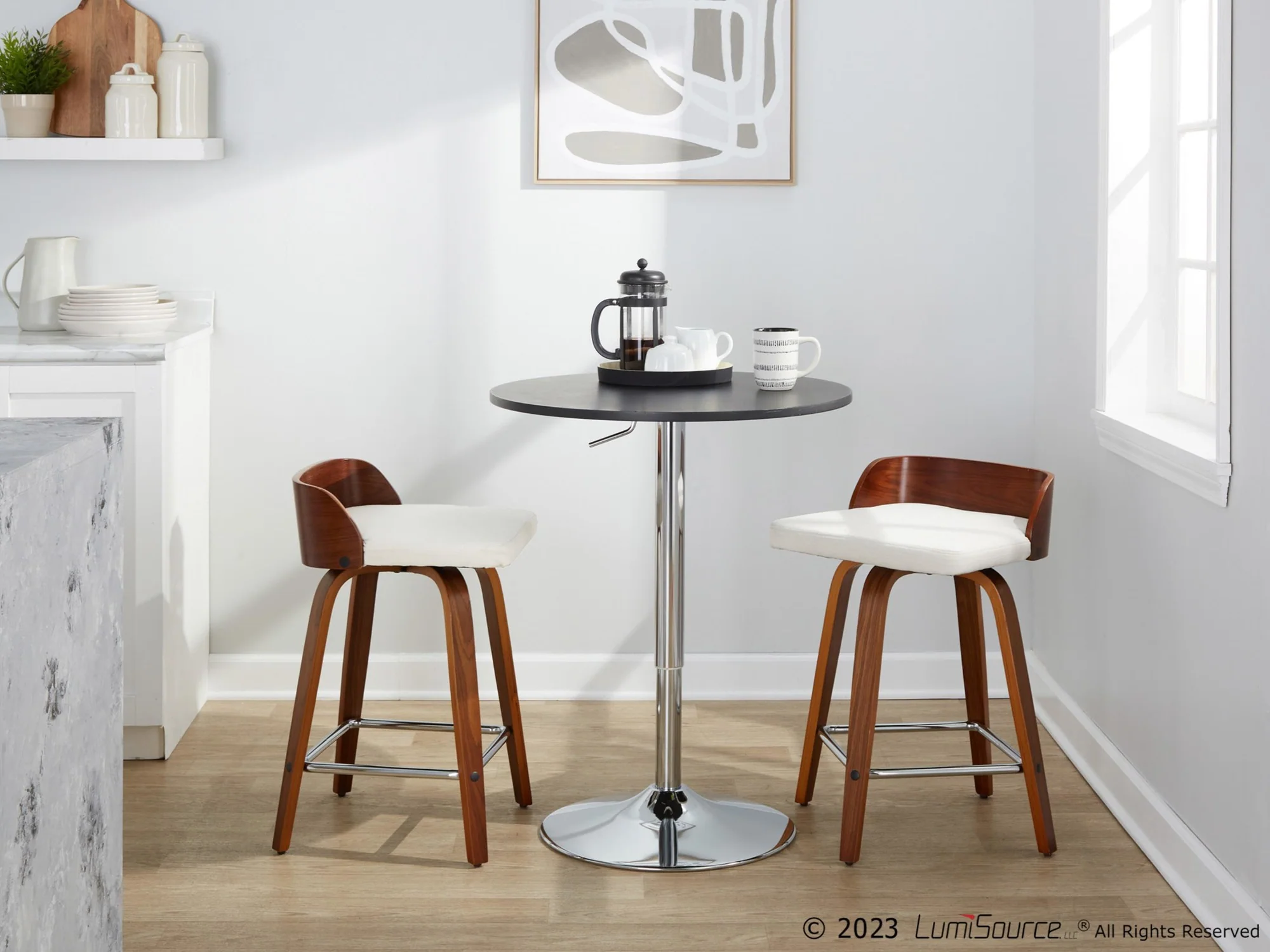 Maya 24" Fixed-Height Counter Stool - Set of 2 By LumiSource - B24-MAYAFB-GRTZS2 WLWLCHAR2 - Image 14