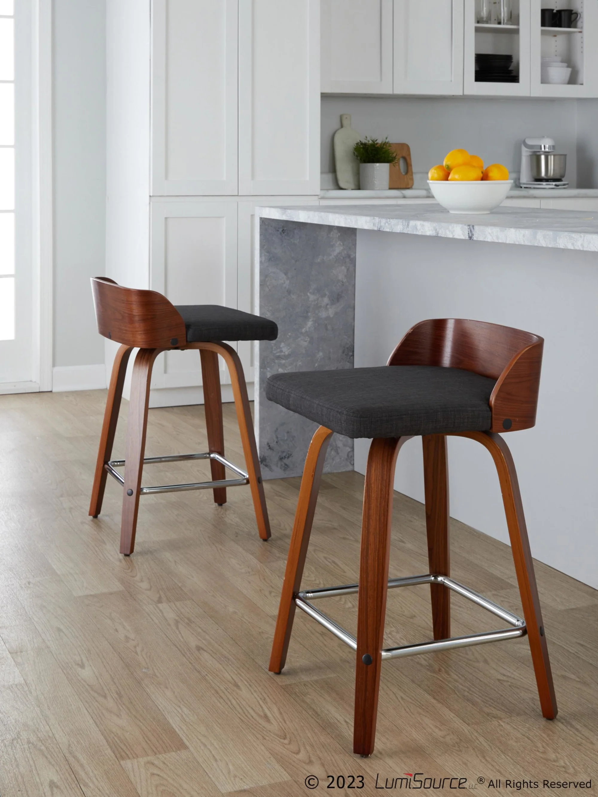 Maya 24" Fixed-Height Counter Stool - Set of 2 By LumiSource - B24-MAYAFB-GRTZS2 WLWLCHAR2 - Image 2