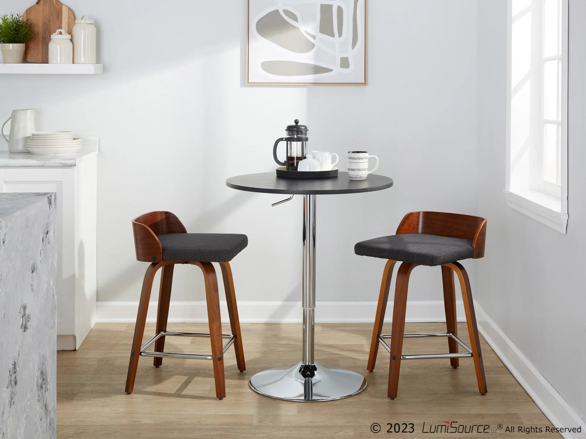 Maya 24" Fixed-Height Counter Stool - Set of 2 By LumiSource - B24-MAYAFB-GRTZS2 WLWLCHAR2 - Image 3