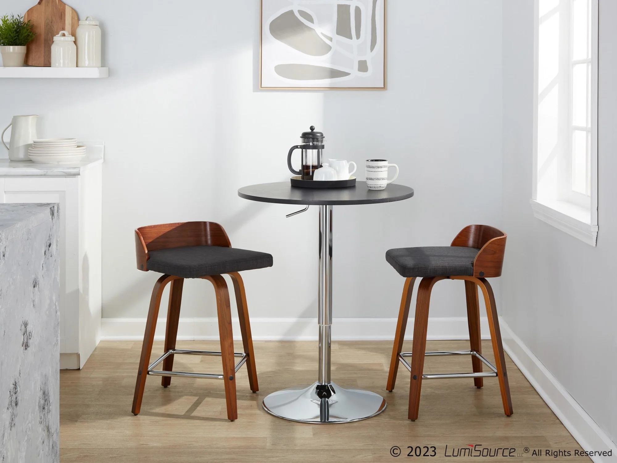 Maya 24" Fixed-Height Counter Stool - Set of 2 By LumiSource - B24-MAYAFB-GRTZS2 WLWLCHAR2 - Image 4