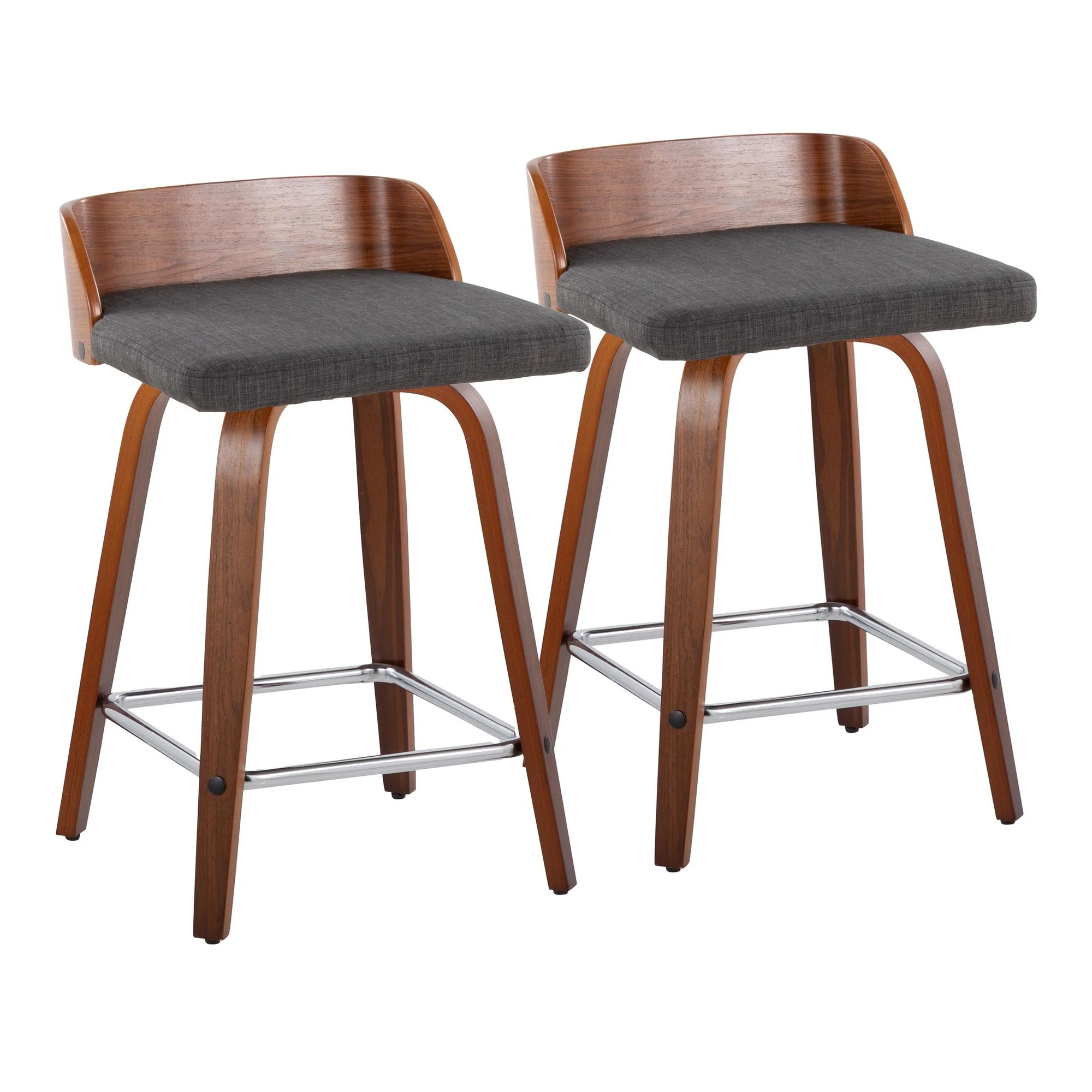 Maya 24" Fixed-Height Counter Stool - Set of 2 By LumiSource - B24-MAYAFB-GRTZS2 WLWLCHAR2 - Image 5