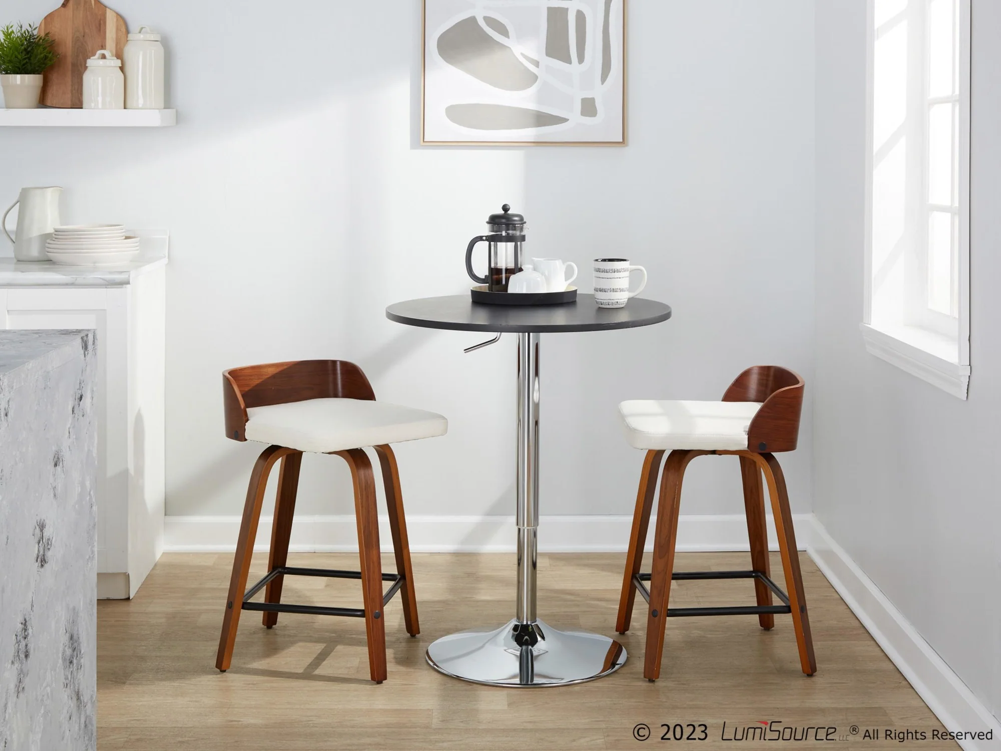 Maya 24" Fixed-Height Counter Stool - Set of 2 By LumiSource - B24-MAYAFB-GRTZX2 WLWLCHAR2 - Image 11