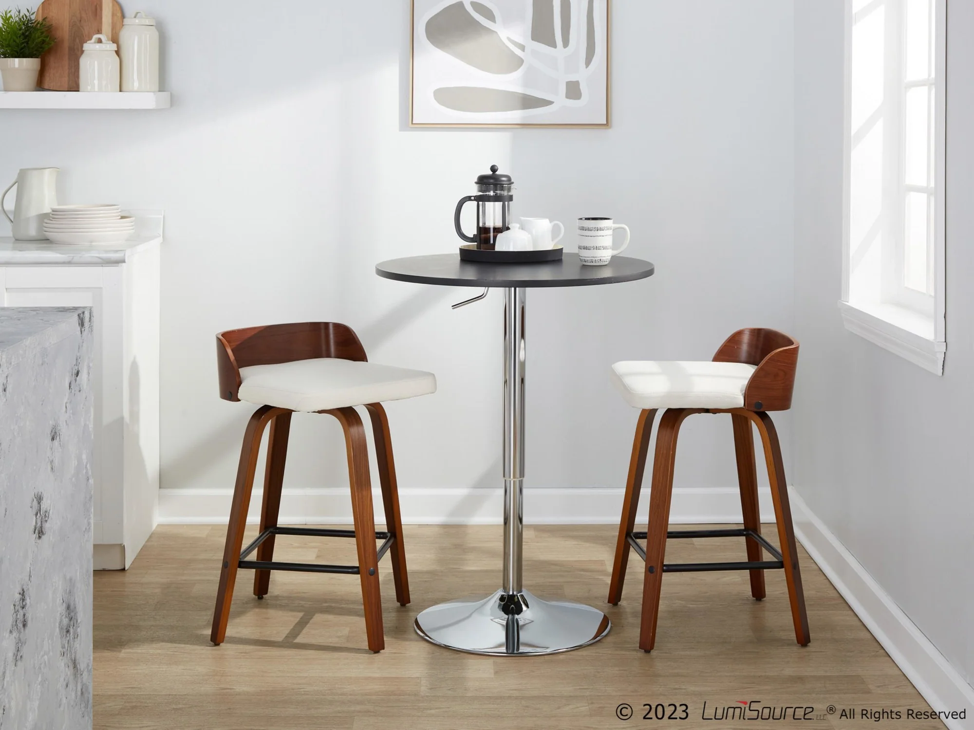 Maya 24" Fixed-Height Counter Stool - Set of 2 By LumiSource - B24-MAYAFB-GRTZX2 WLWLCHAR2 - Image 14